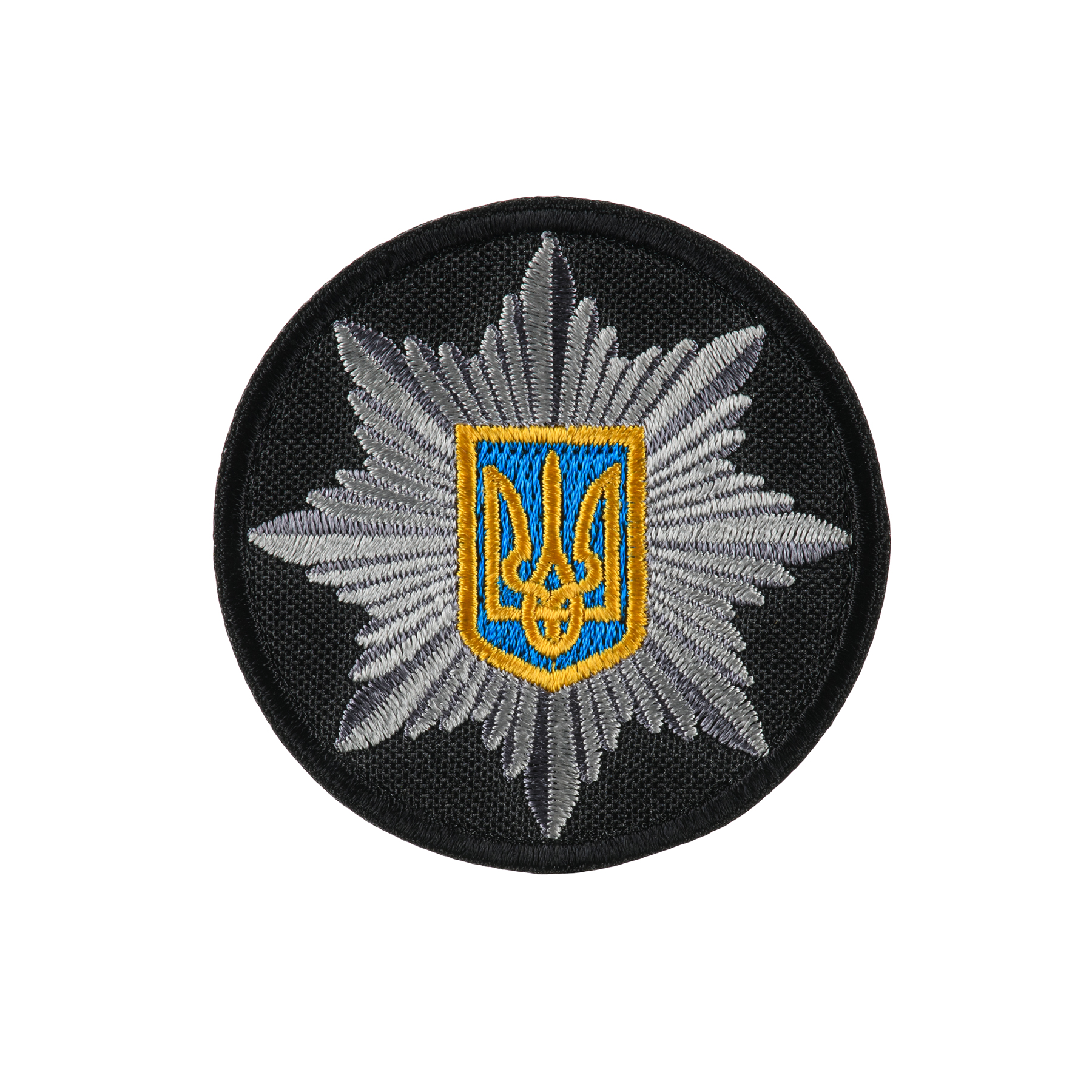 Кокарда Полиция круглая 5 см на липучке черная — 2