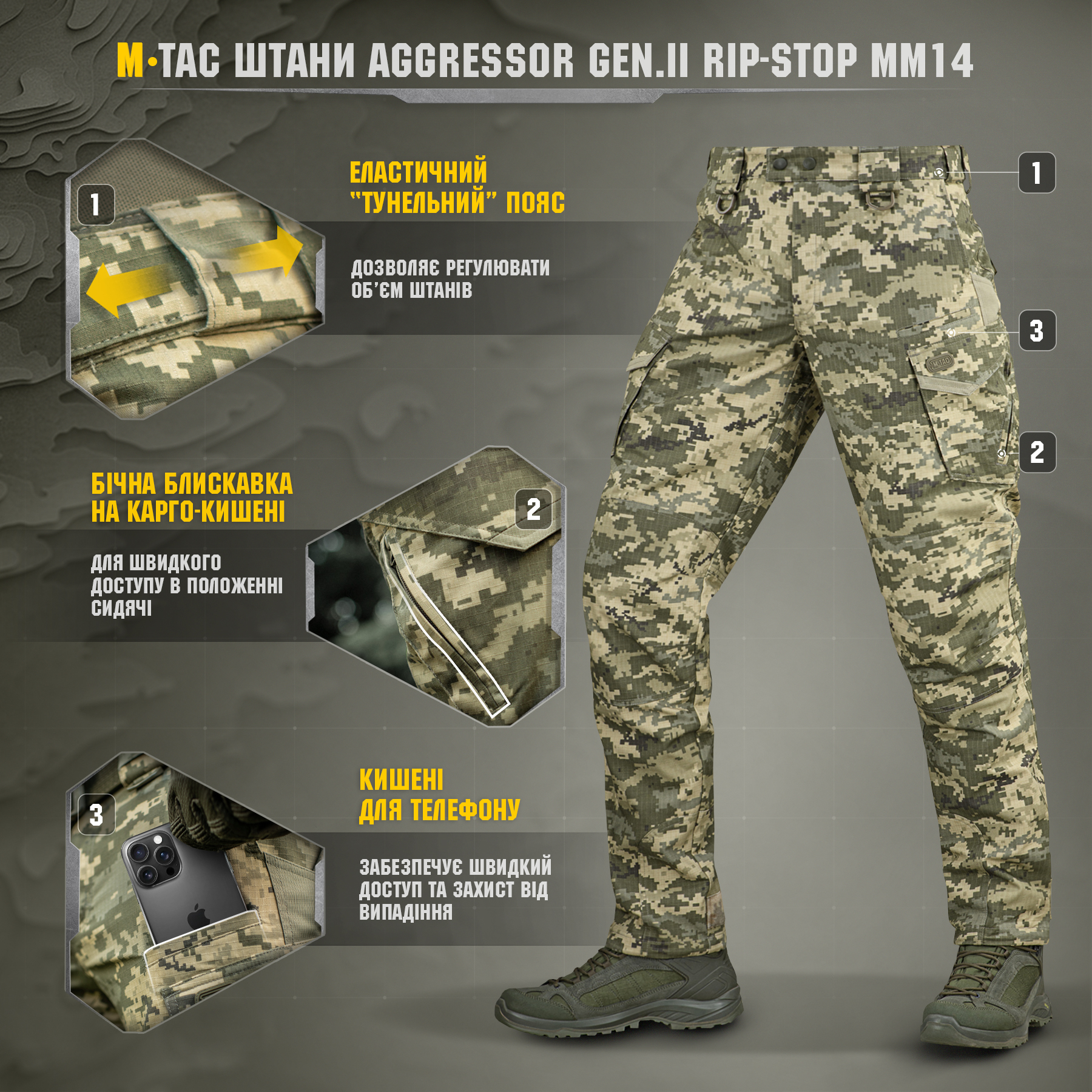 M-Tac брюки Aggressor Gen.II рип-стоп MM14 — 9