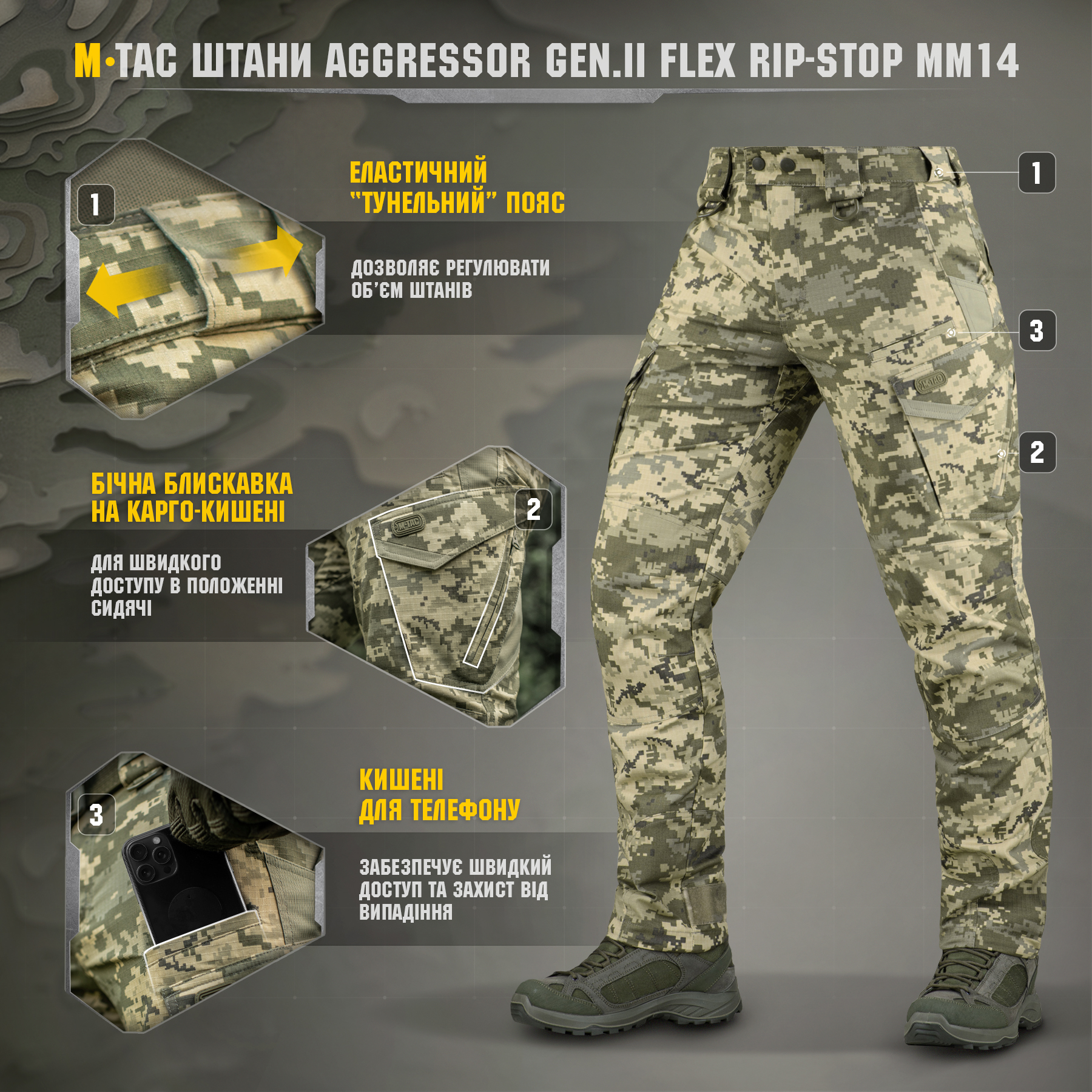 M-Tac брюки Aggressor Gen.II Flex Rip-Stop MM14 — 9