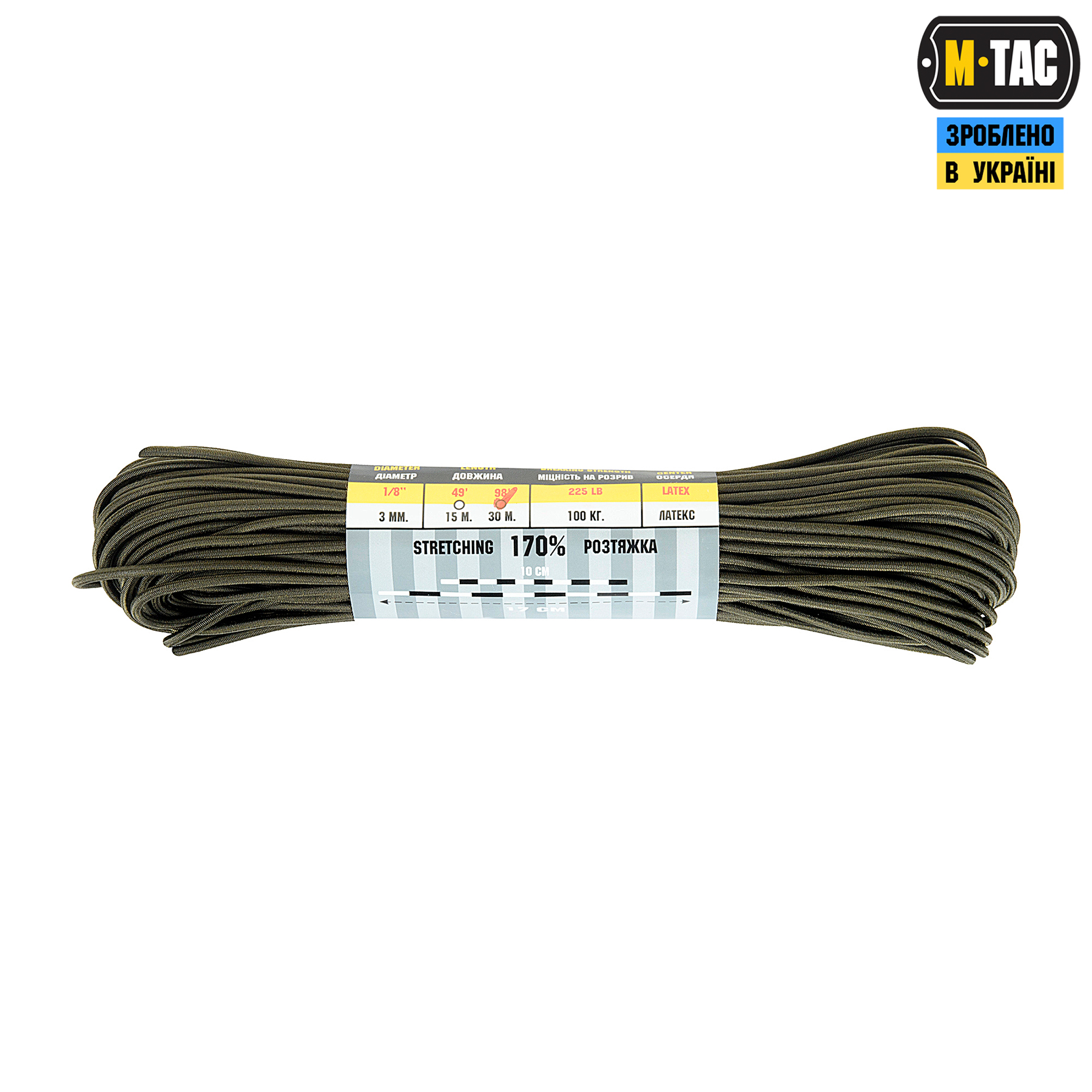 M-Tac паракорд Shock-Cord 3mm 30m OD Green — 3