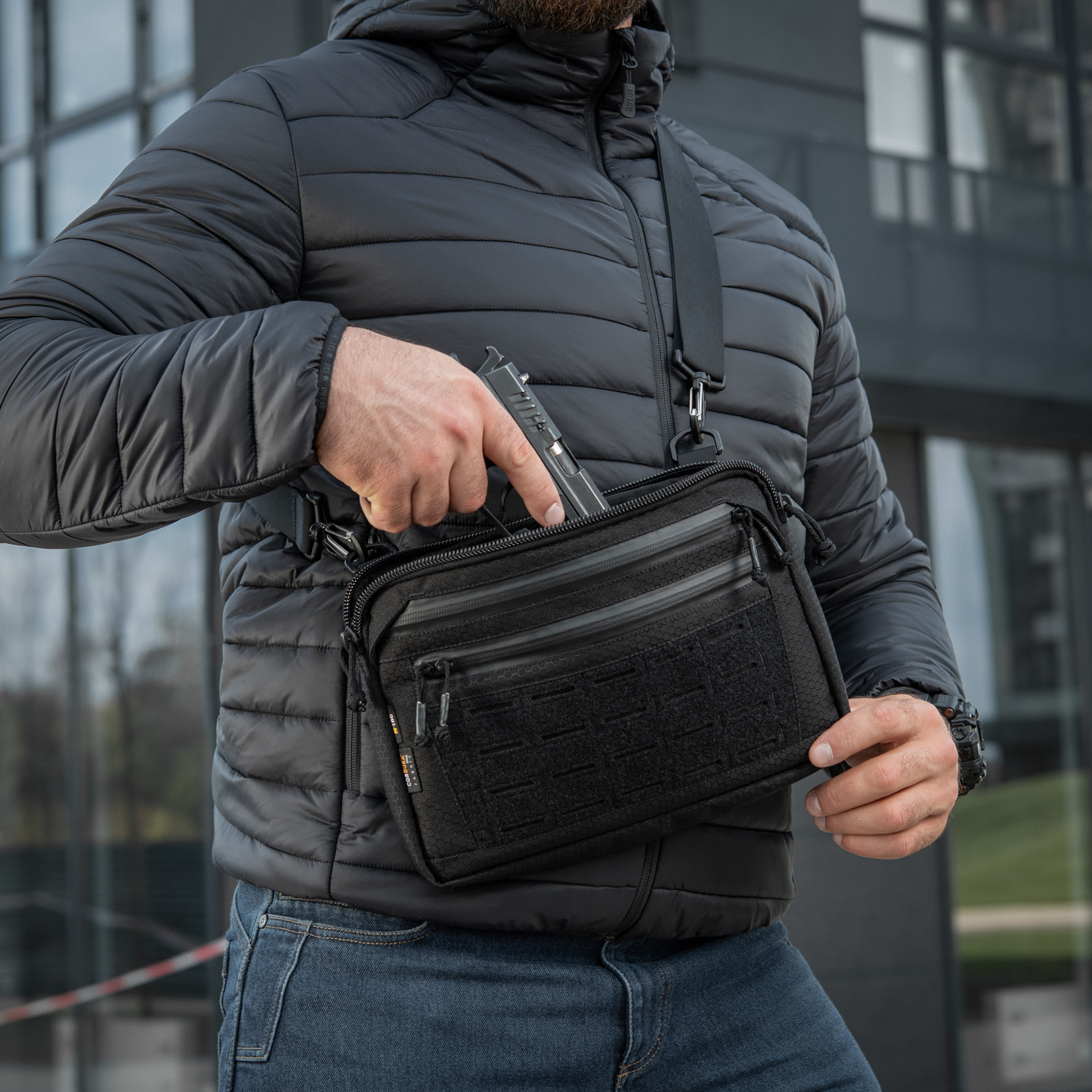 M-Tac сумка Admin Bag Medium Elite с липучкой Hex Black — 29