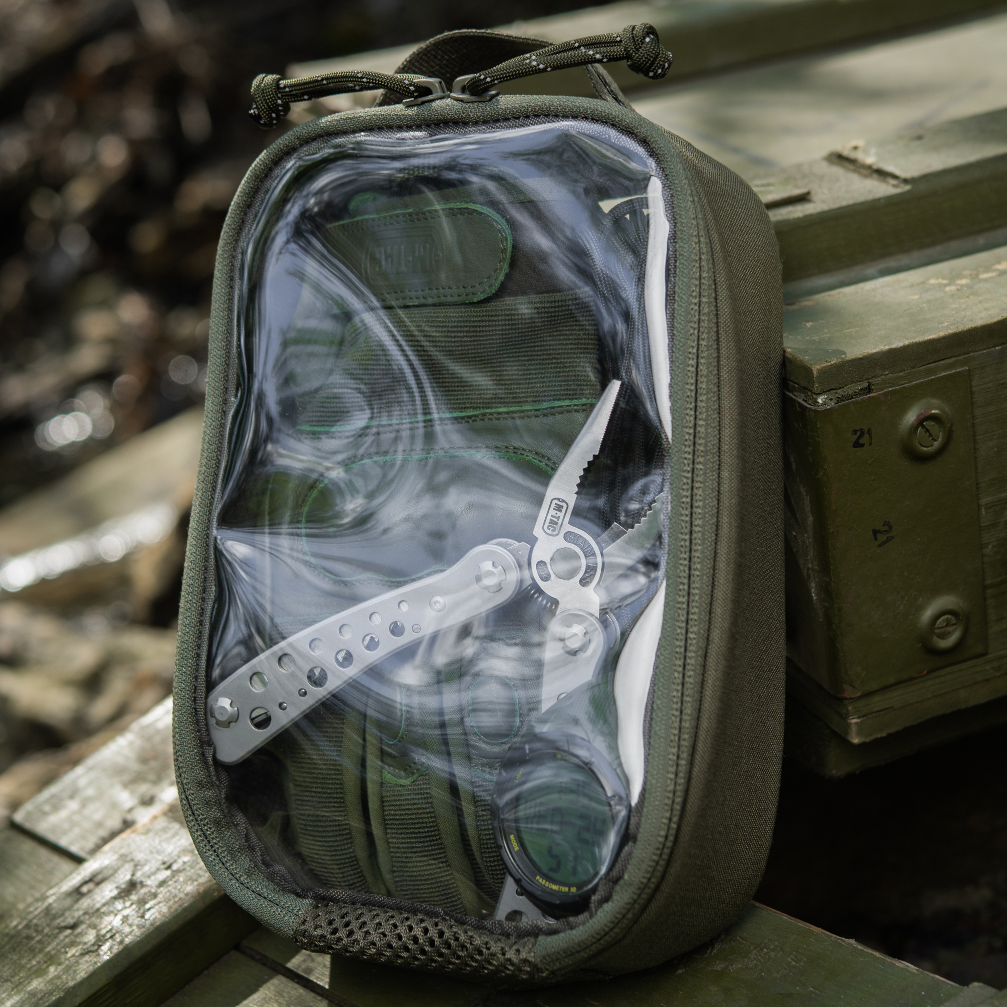 M-Tac органайзер утилитарный прозрачный Elite Small (22х14 см) Ranger Green — 9