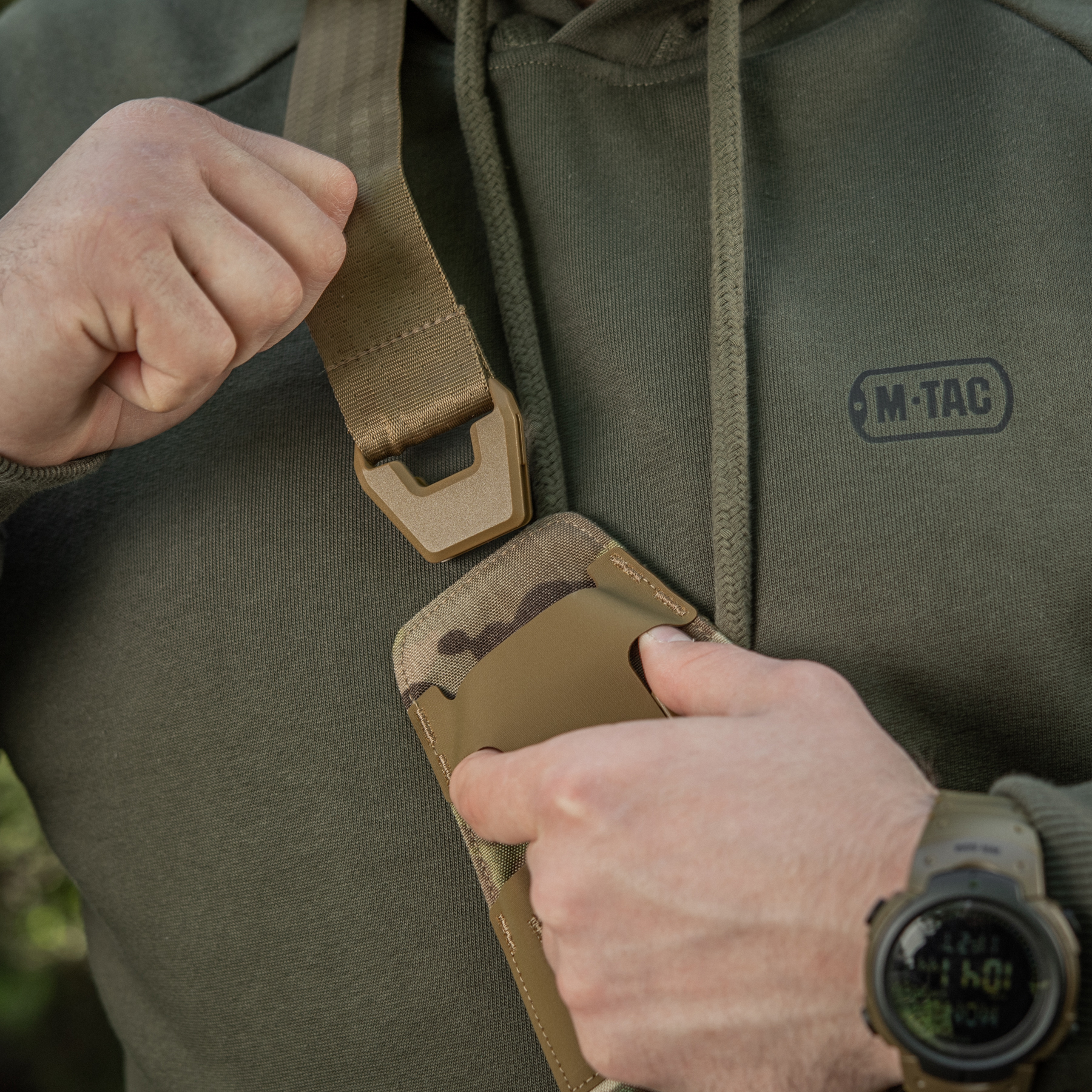 M-Tac сумка Sling Pistol Bag Elite Hex с липучкой Multicam/Coyote — 16