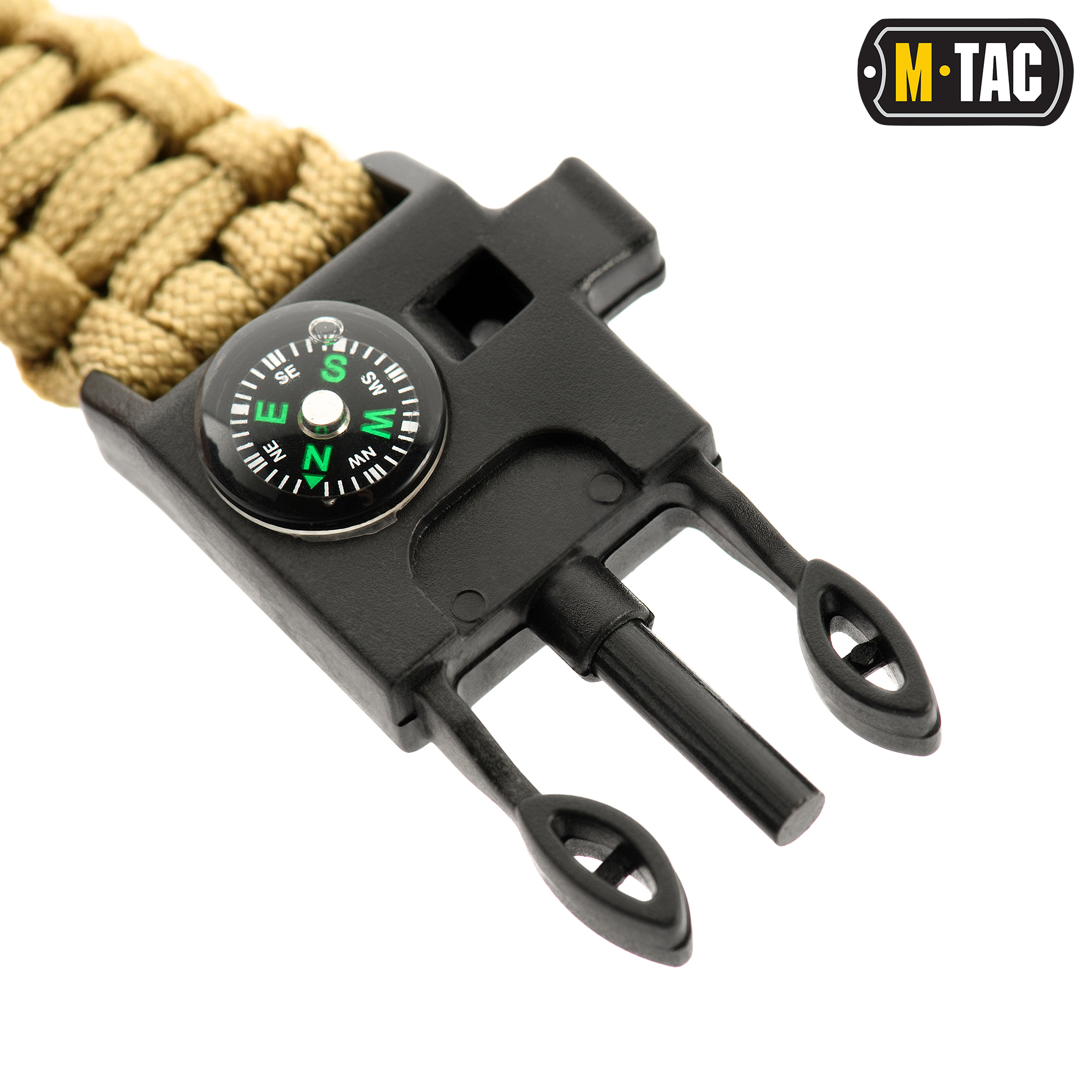 M-Tac браслет паракорд с искровысекателем, компасом и свистком Tan — 7
