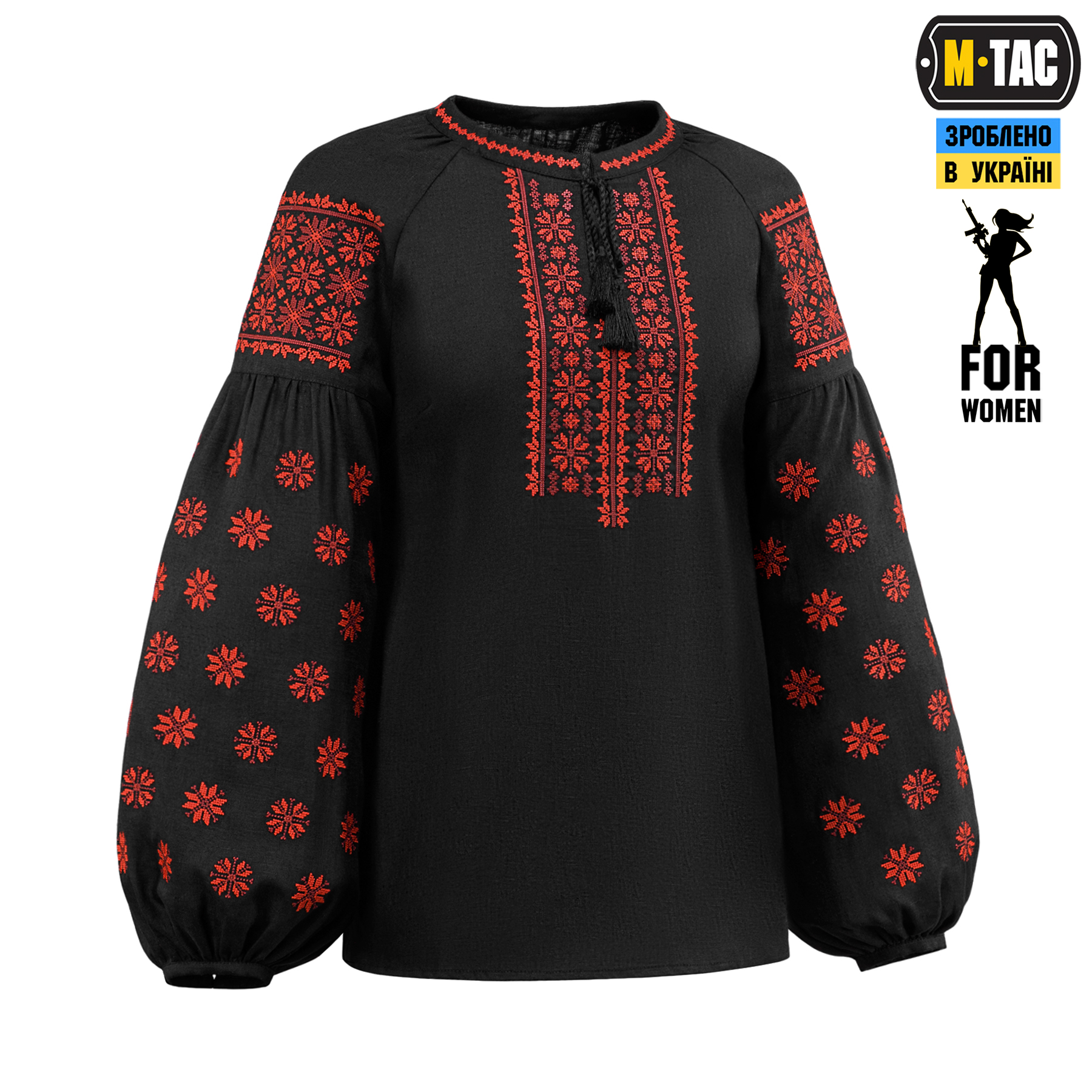 M-Tac вышиванка женская 100% лён тип 2 черная — 4