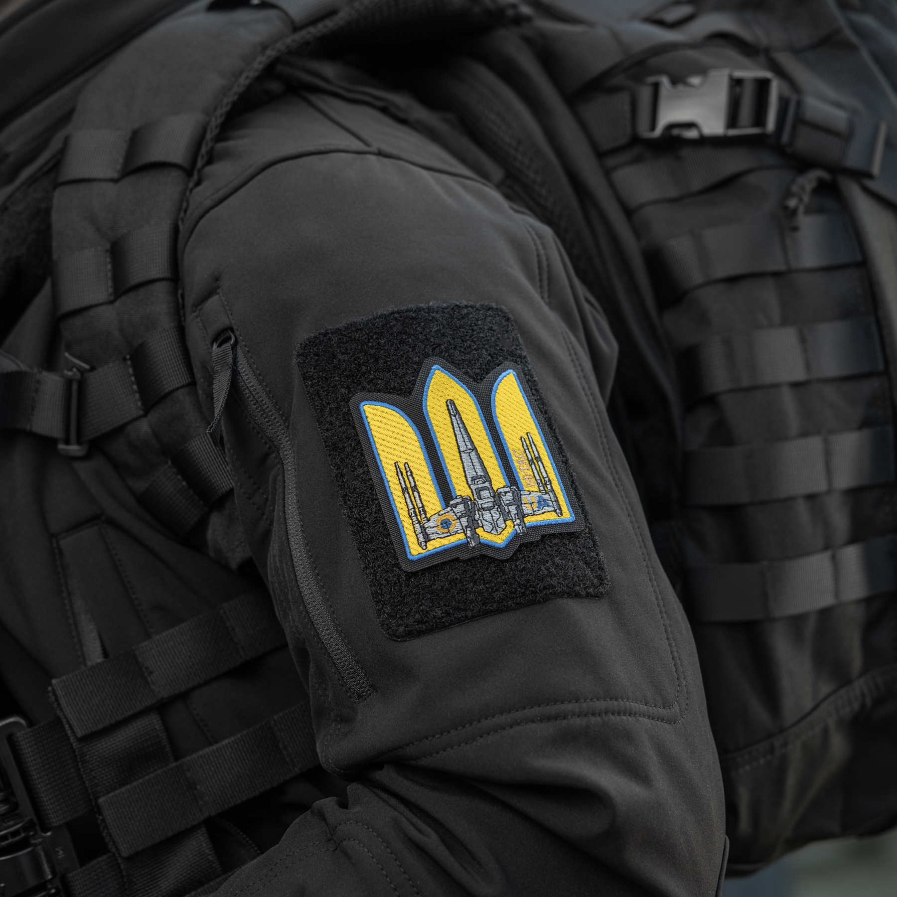 M-Tac нашивка Тризуб UA-Wing (вишивка) Black — 9