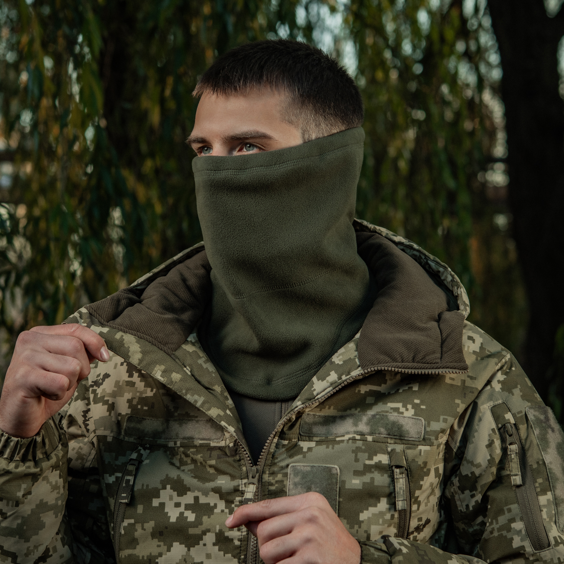 M-Tac шарф-труба анатомический с затяжкой Elite флис (320г/м2) Army Olive — 7