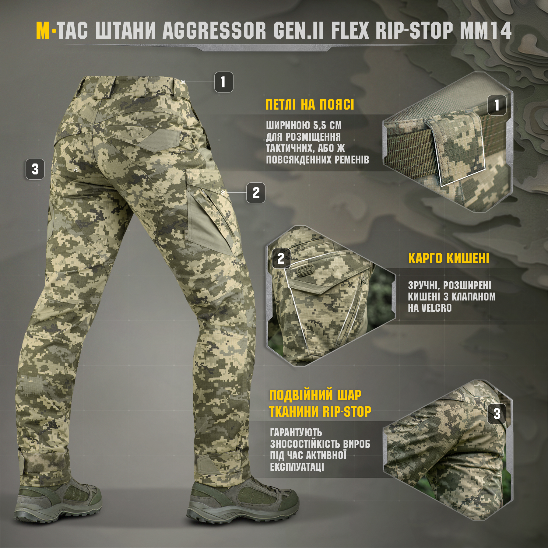 M-Tac брюки Aggressor Gen.II Flex Rip-Stop MM14 — 10