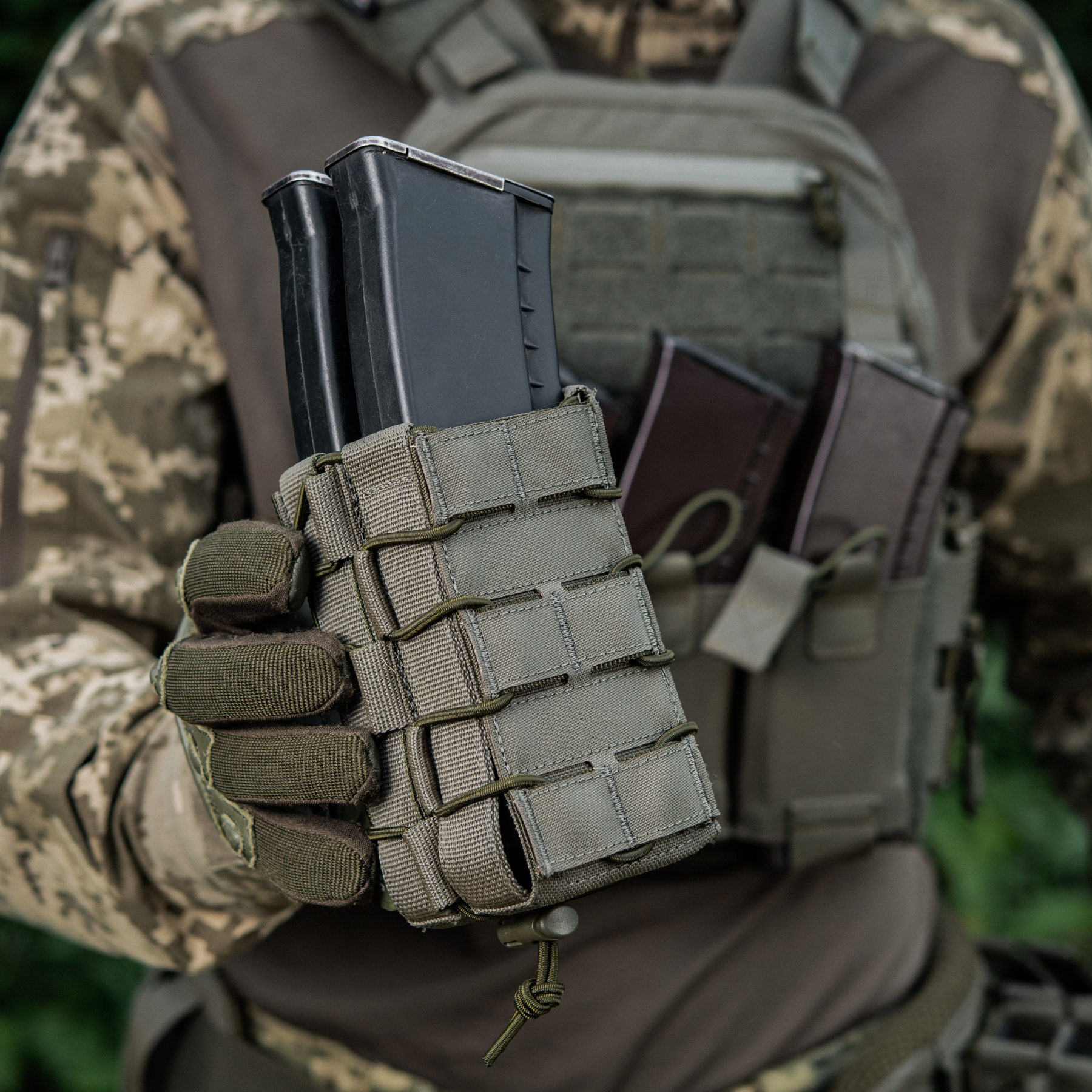 M-Tac подсумок для АК открытый двойной Laser Cut Ranger Green — 21