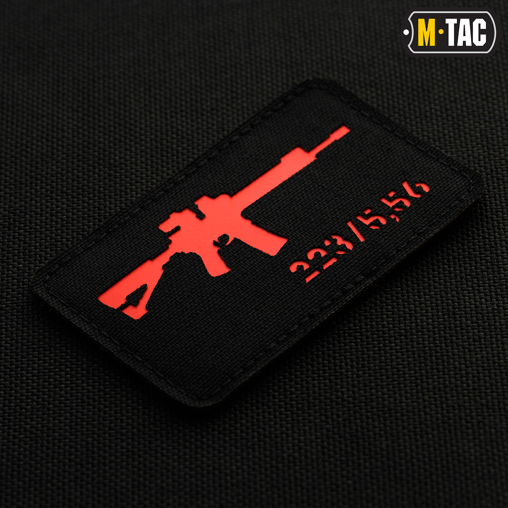 M-Tac нашивка AR-15 .223/5,56 Laser Cut Black/Red — 3