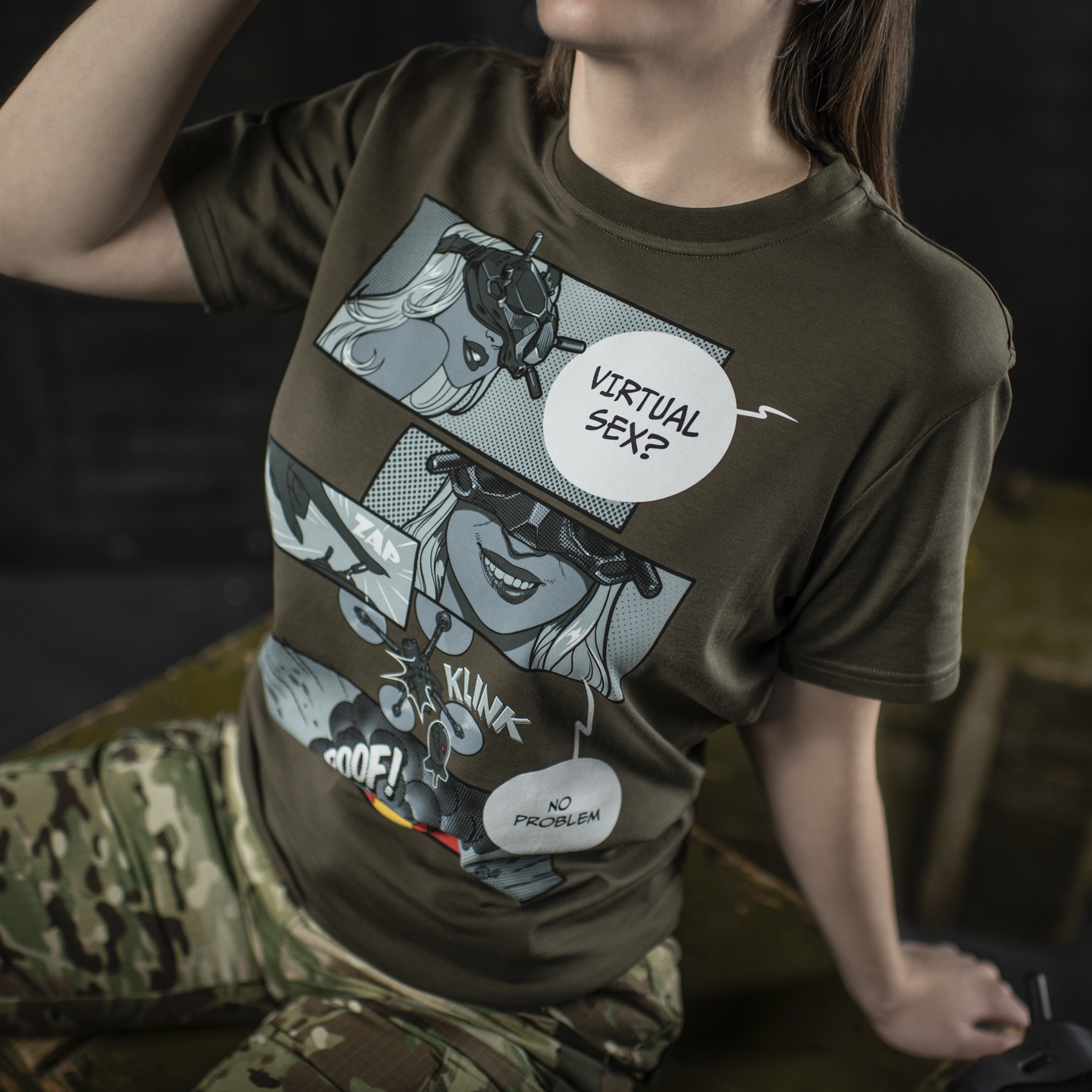 M-Tac футболка Comics Drone Girl Dark Olive — 14