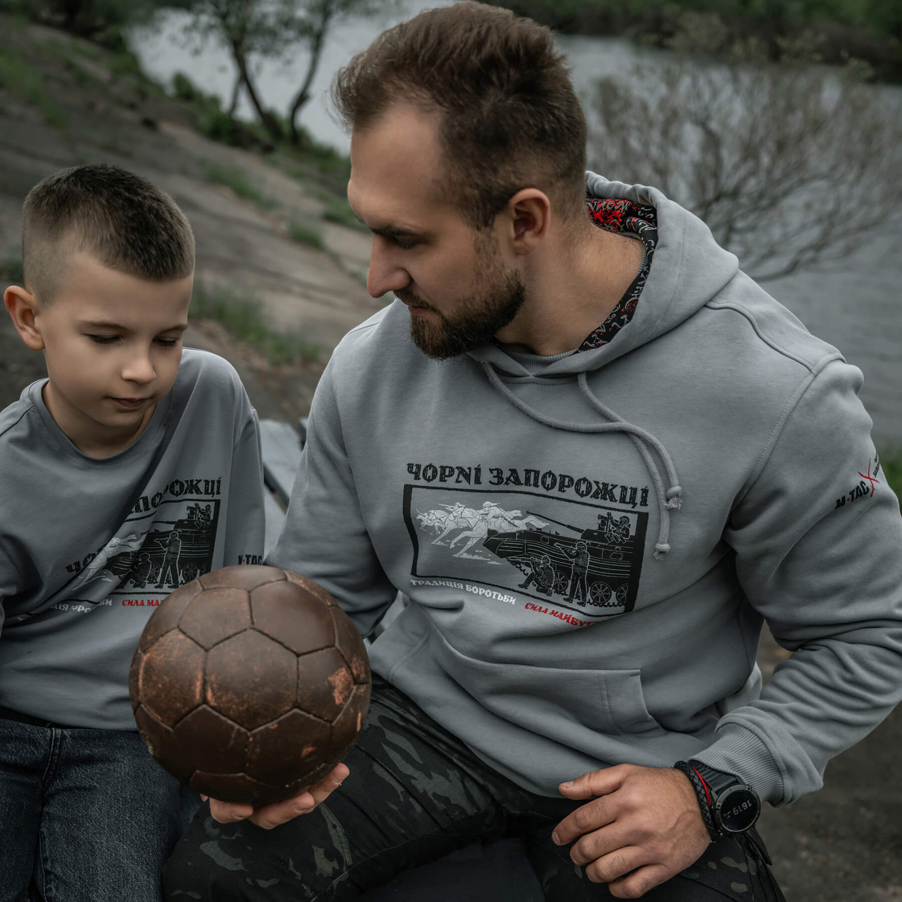M-Tac кофта Hoodie Чорні Запорожці Cotton Hard Light Grey — 19