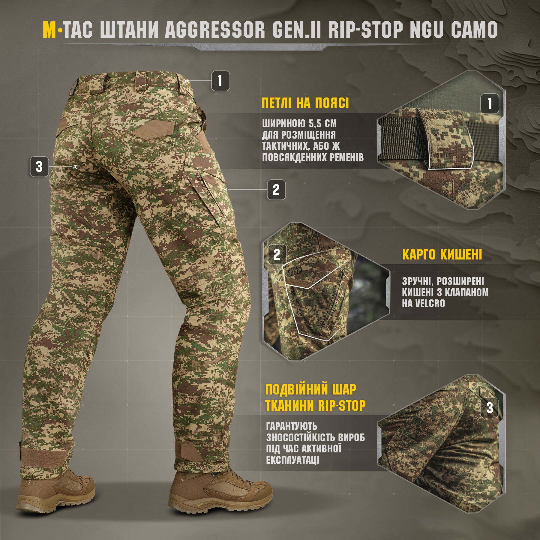 M-Tac брюки Aggressor Gen.II Rip-Stop NGU Camo — 10