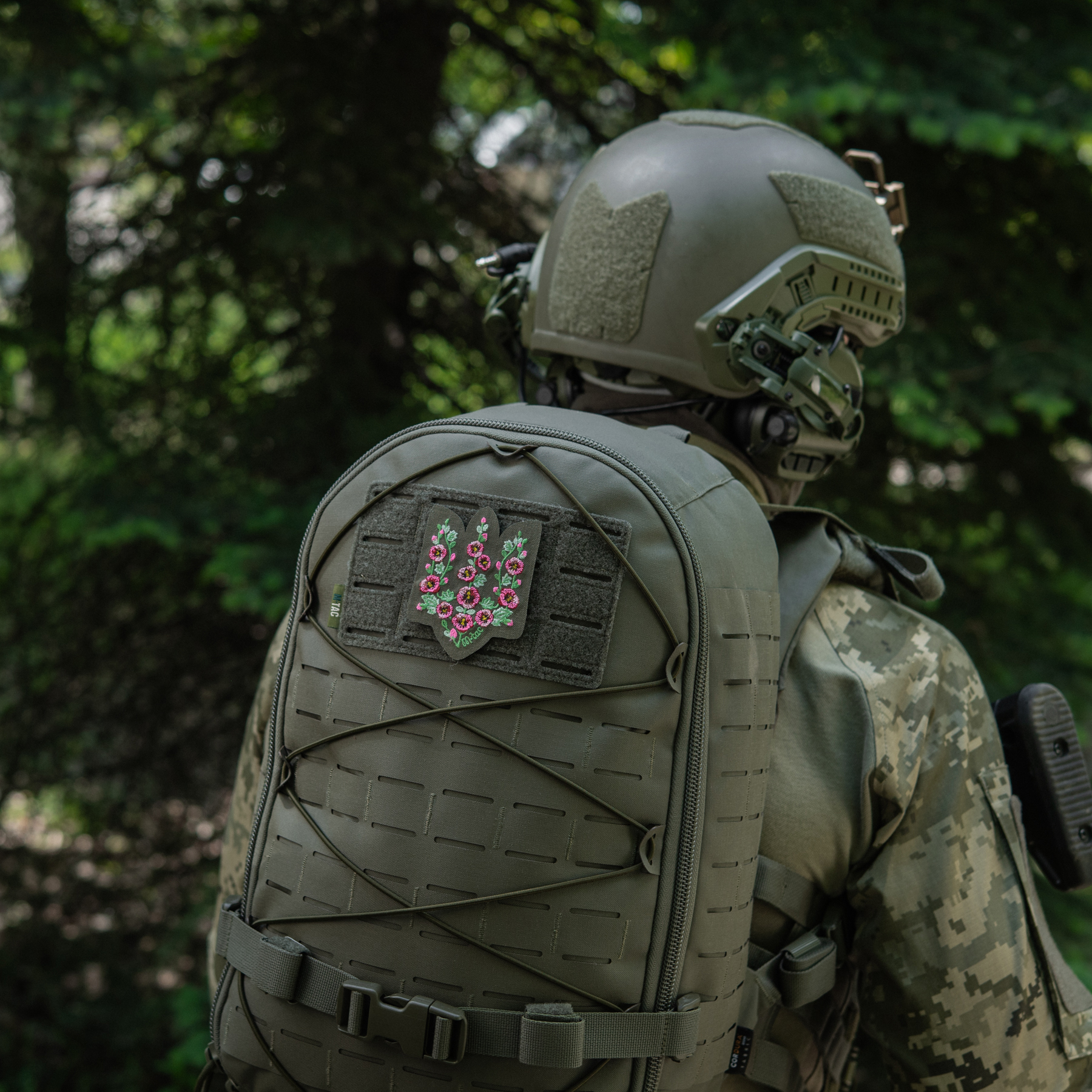 M-Tac нашивка Тризуб рожеві Мальви (вишивка) Ranger Green — 14