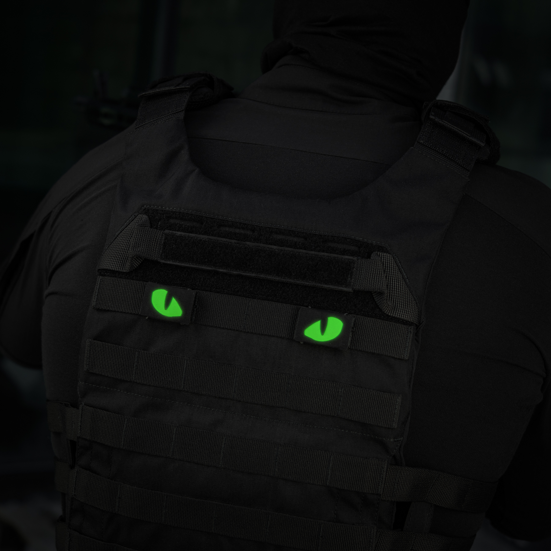 M-Tac нашивка Tiger Eyes Laser Cut (пара) Black/Green/GID — 18