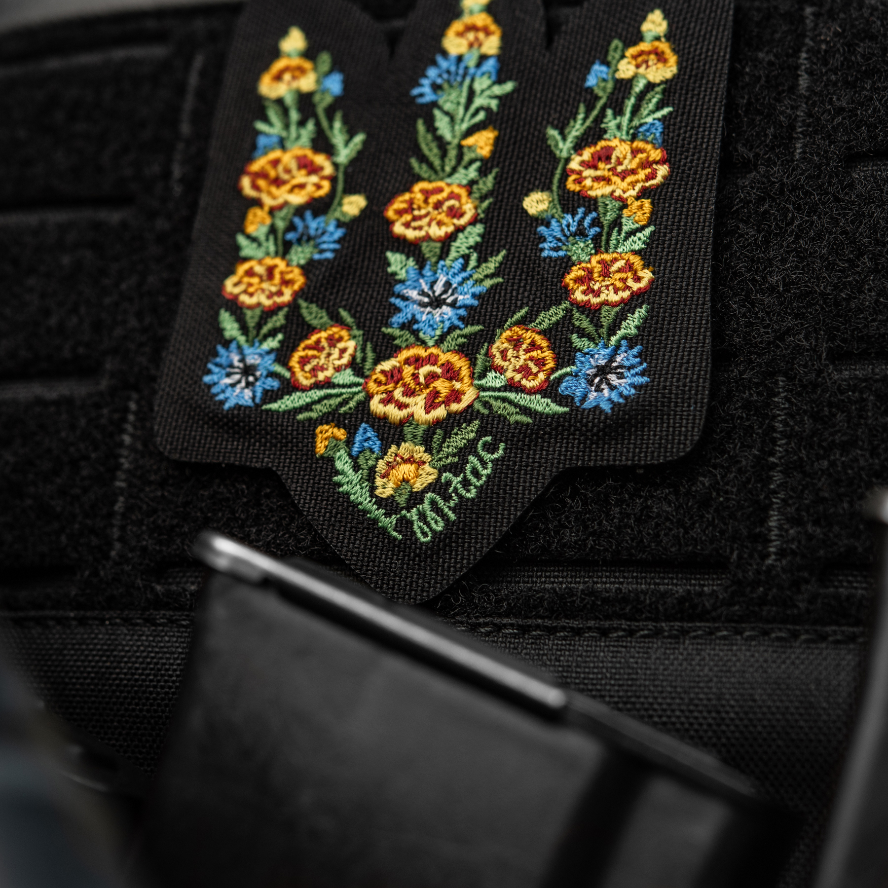 M-Tac нашивка Тризуб Чорнобривці (вишивка) Black — 7