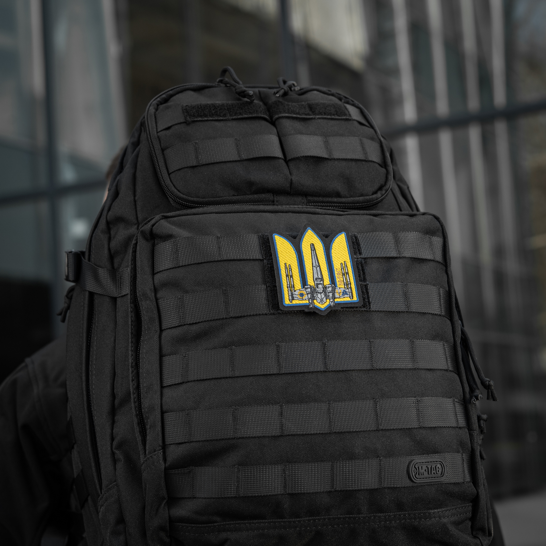 M-Tac нашивка Тризуб UA-Wing (вишивка) Black — 11