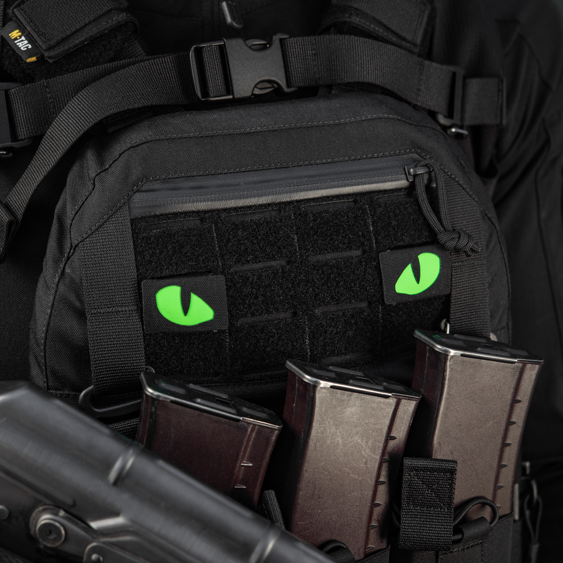 M-Tac нашивка Tiger Eyes Laser Cut (пара) Black/Green/GID — 10