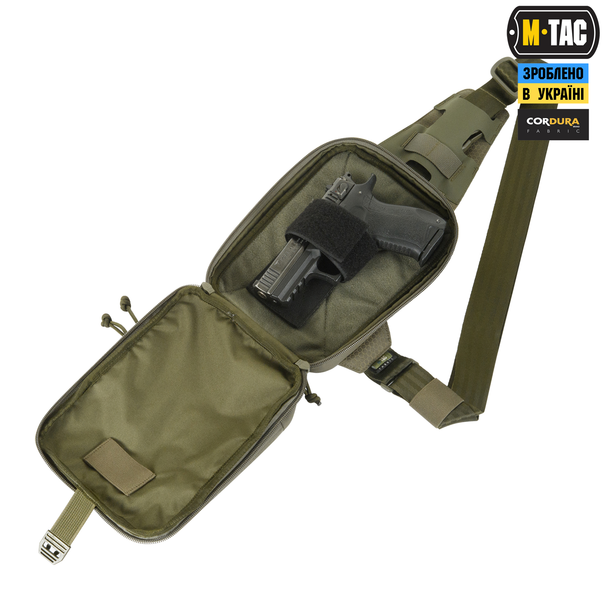 M-Tac сумка Sling Pistol Bag Elite Hex с липучкой Ranger Green — 8