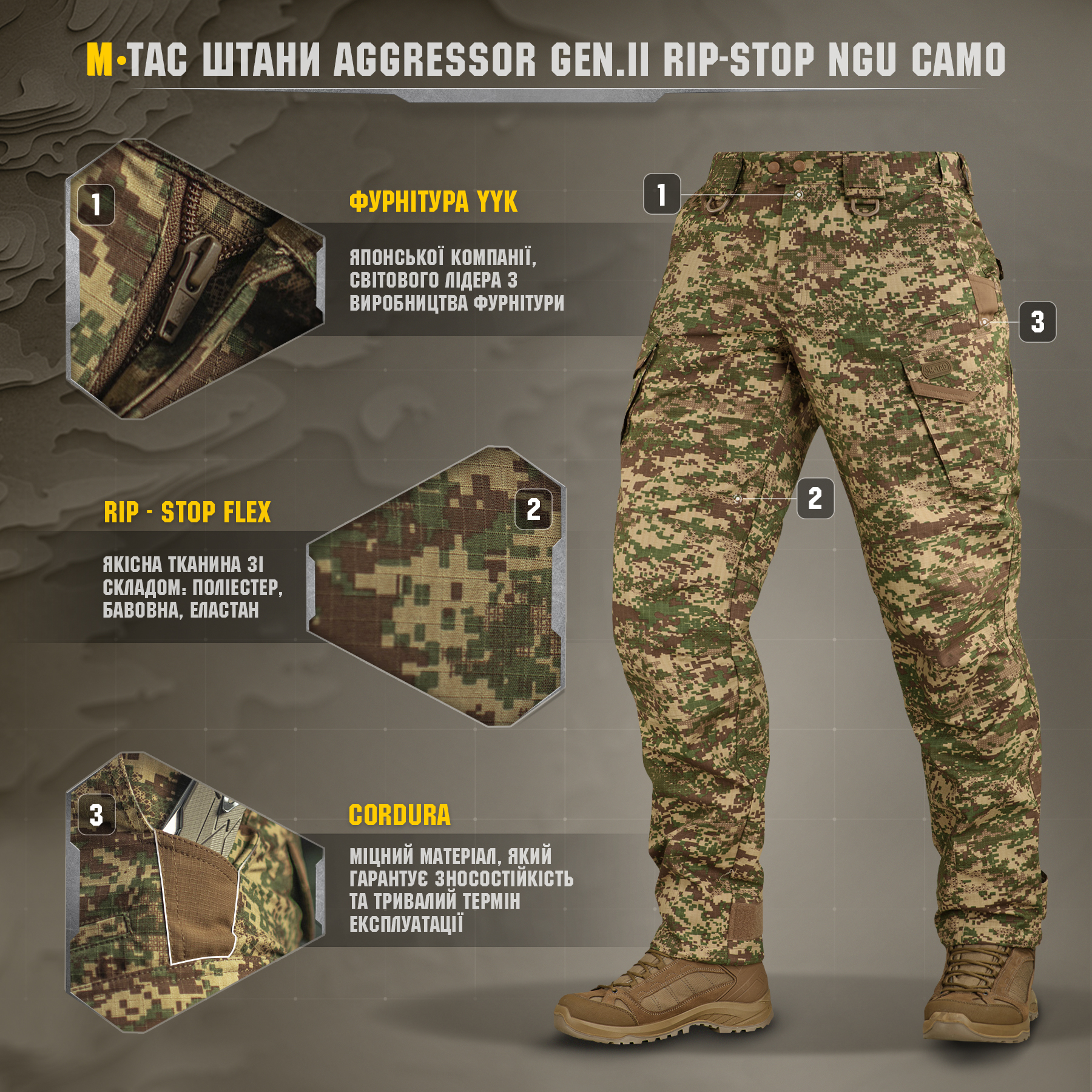 M-Tac брюки Aggressor Gen.II Rip-Stop NGU Camo — 7
