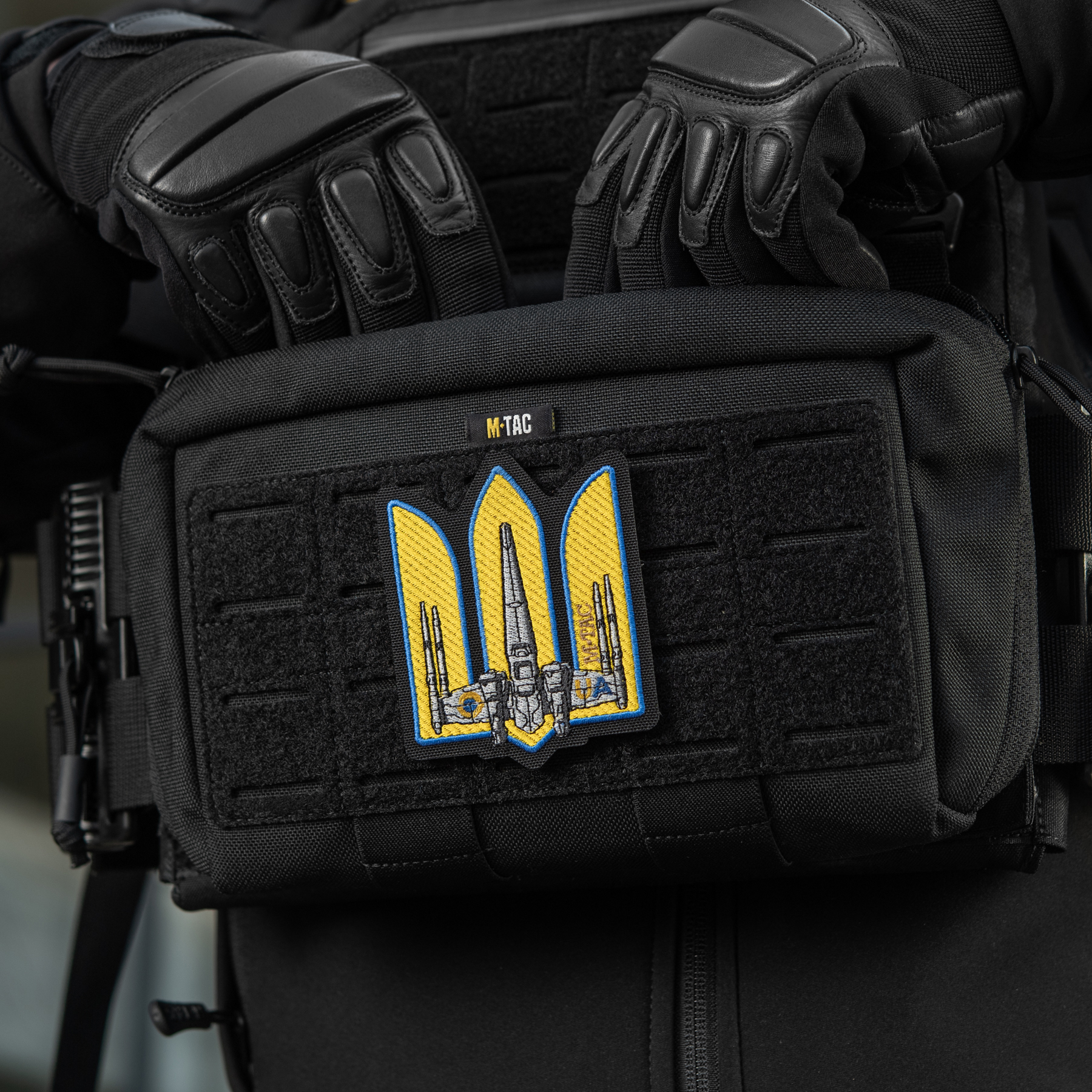 M-Tac нашивка Тризуб UA-Wing (вишивка) Black — 3