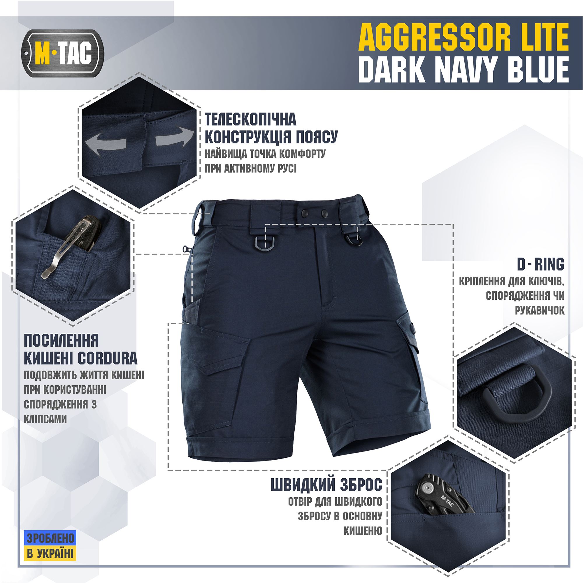 M-Tac шорты Aggressor Short Dark Navy Blue — 4