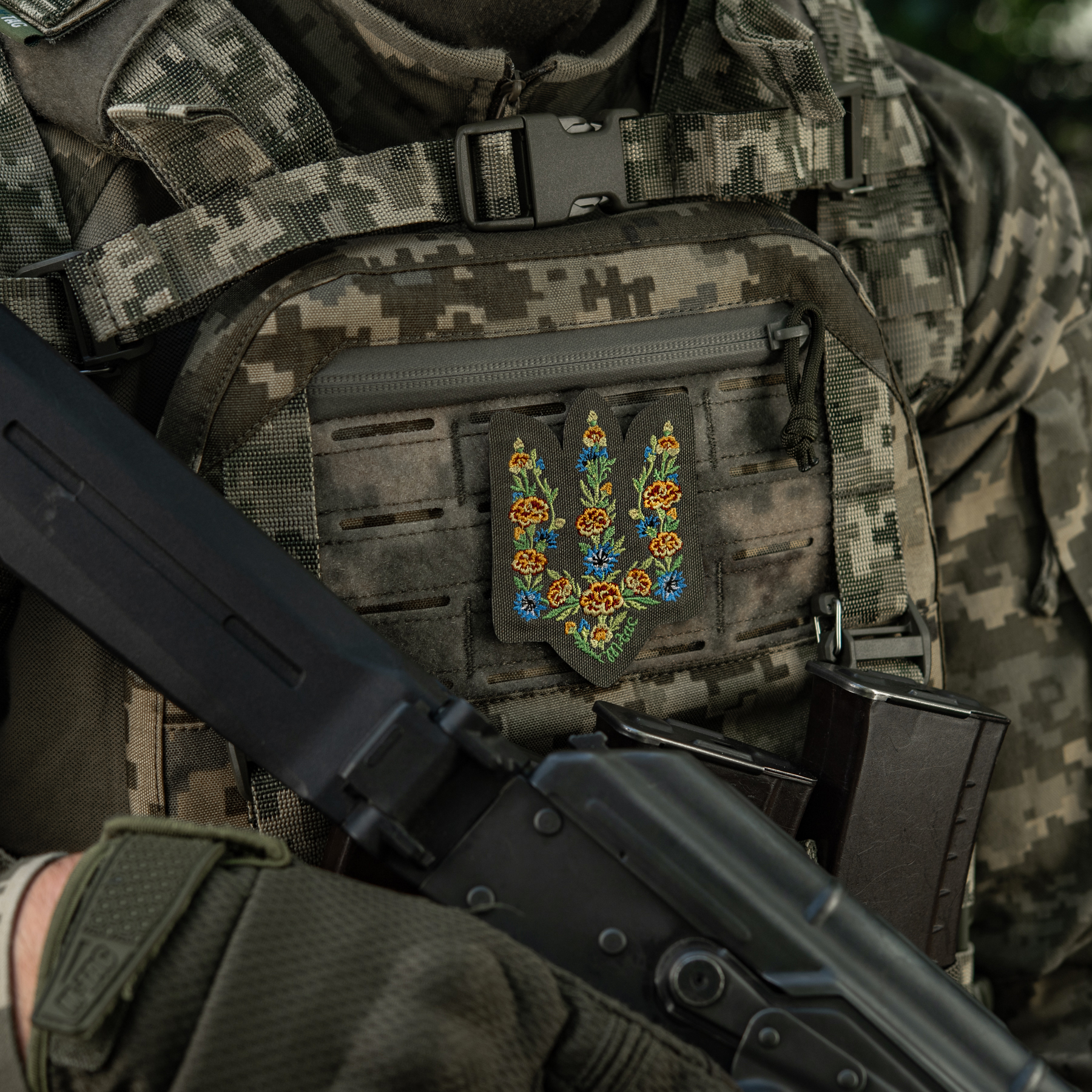 M-Tac нашивка Тризуб Чорнобривці (вишивка) Ranger Green — 8