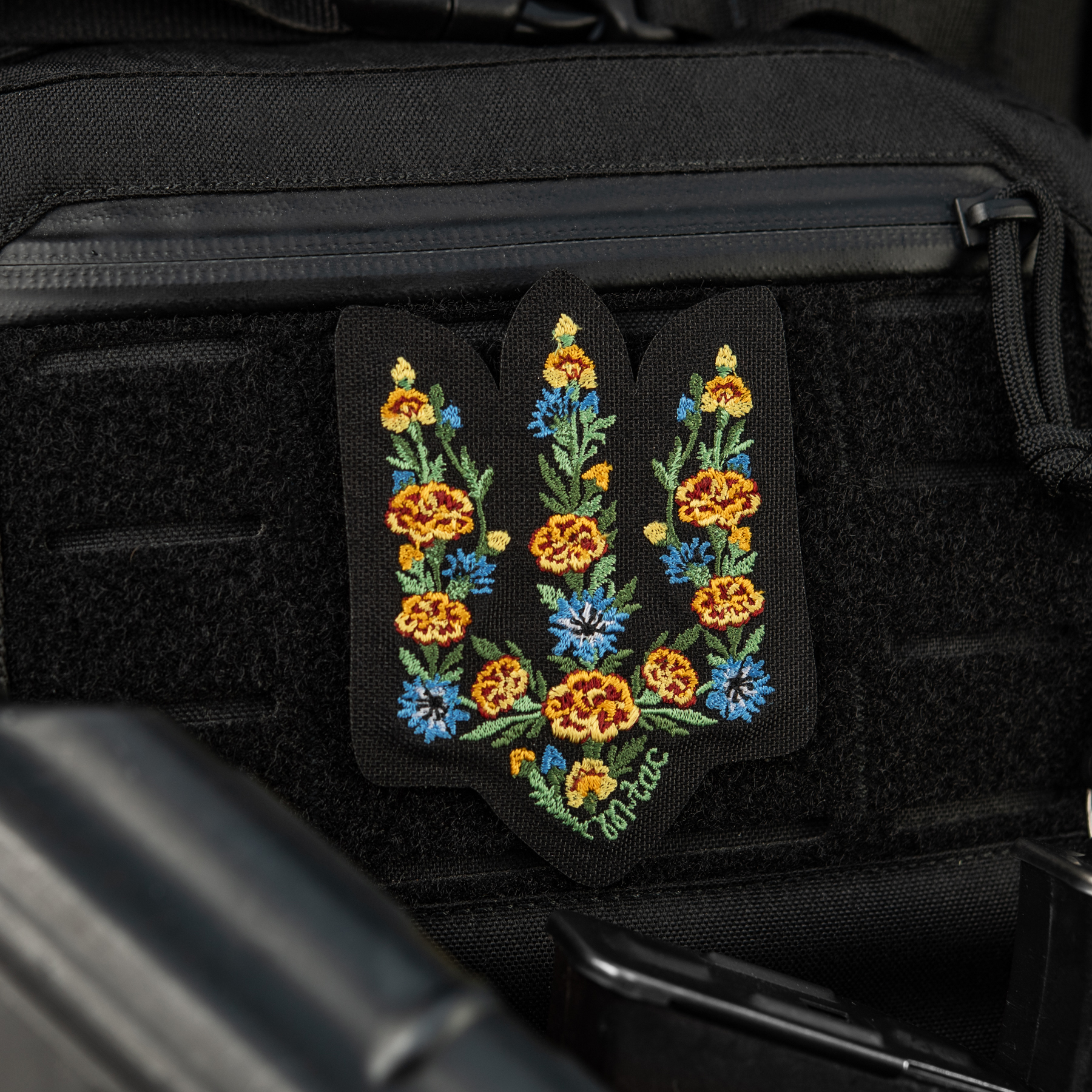 M-Tac нашивка Тризуб Чорнобривці (вишивка) Black — 6