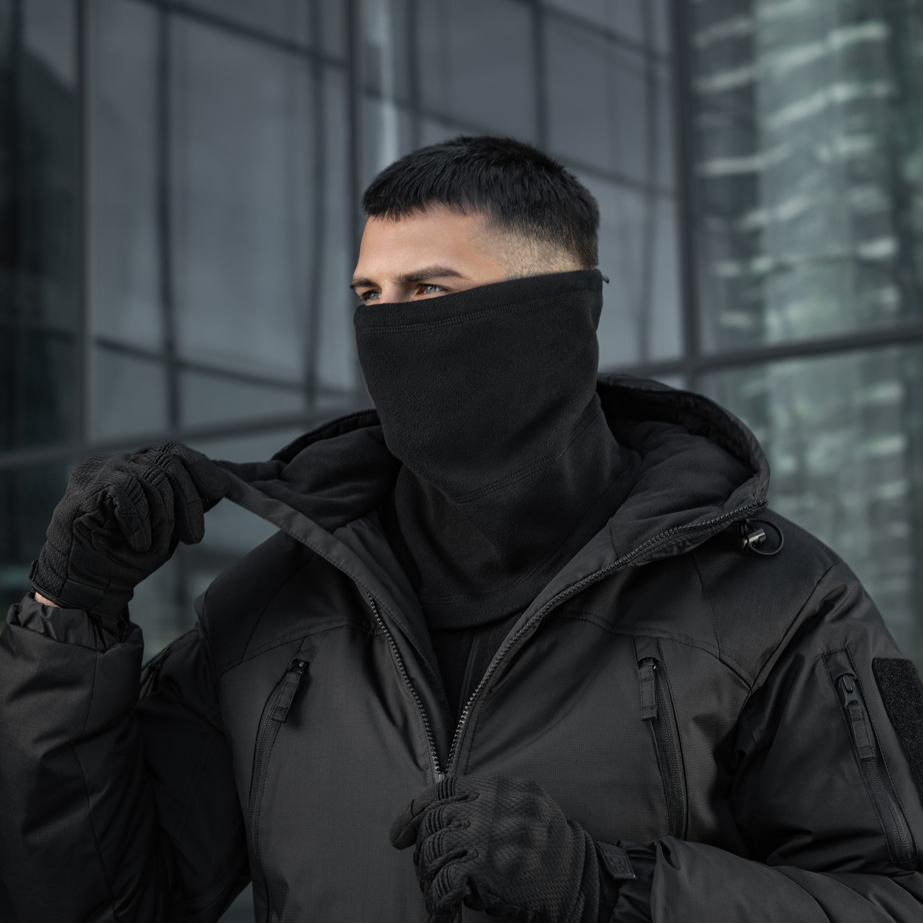 M-Tac шарф-труба анатомический с затяжкой Elite флис (320г/м2) Black — 7