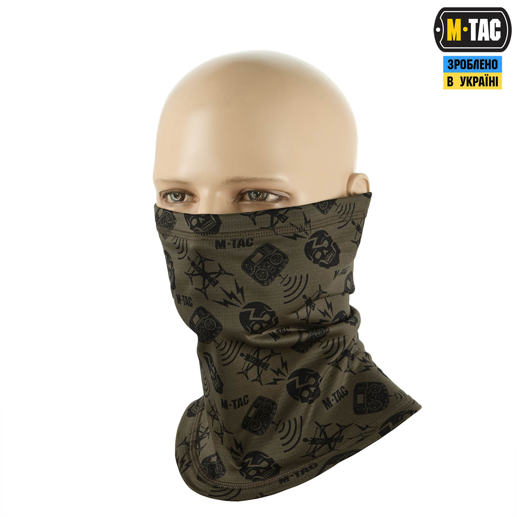M-Tac шарф-труба микрофлис Drone Pattern Dark Olive — 2