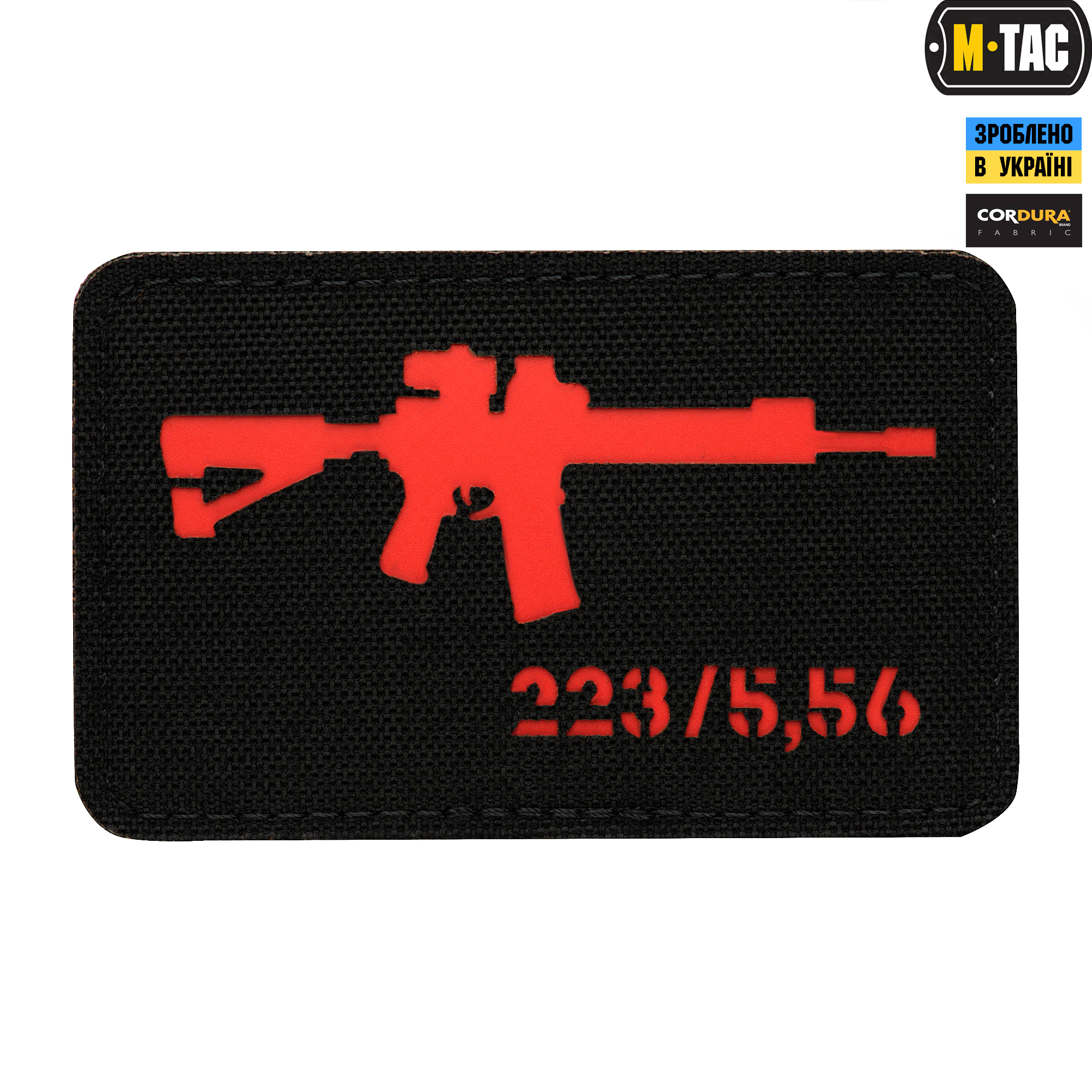 M-Tac нашивка AR-15 .223/5,56 Laser Cut Black/Red — 2