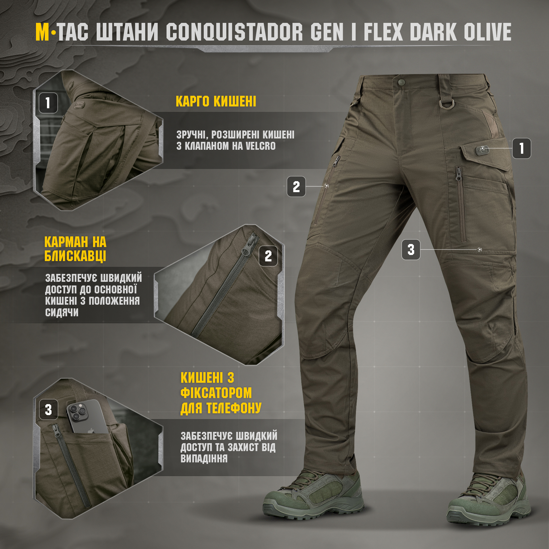 M-Tac брюки Conquistador Gen I Flex Dark Olive — 9