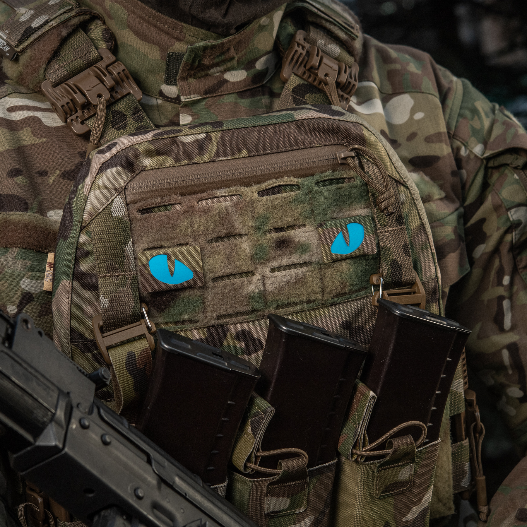 M-Tac нашивка Tiger Eyes Laser Cut (пара) Multicam/Blue/GID — 10