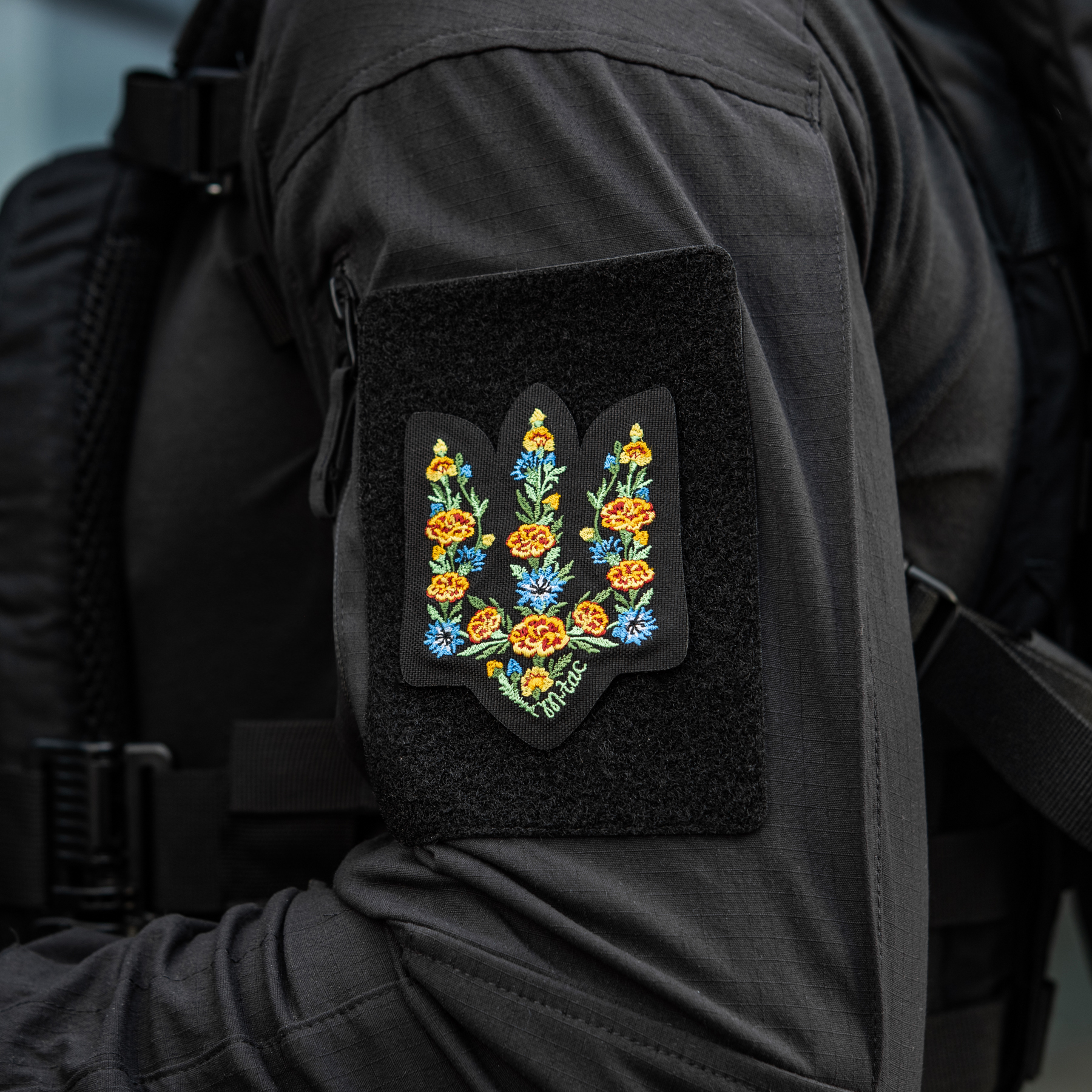 M-Tac нашивка Тризуб Чорнобривці (вишивка) Black — 11