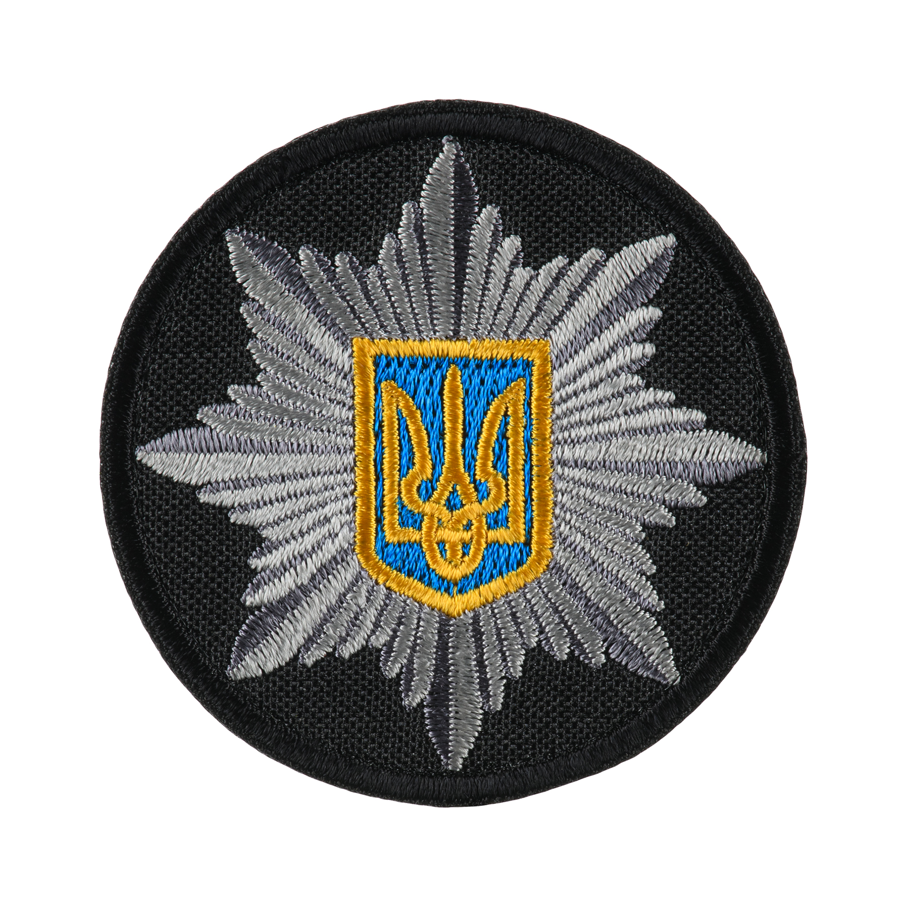 Кокарда Полиция круглая 6 см на липучке черная — 2