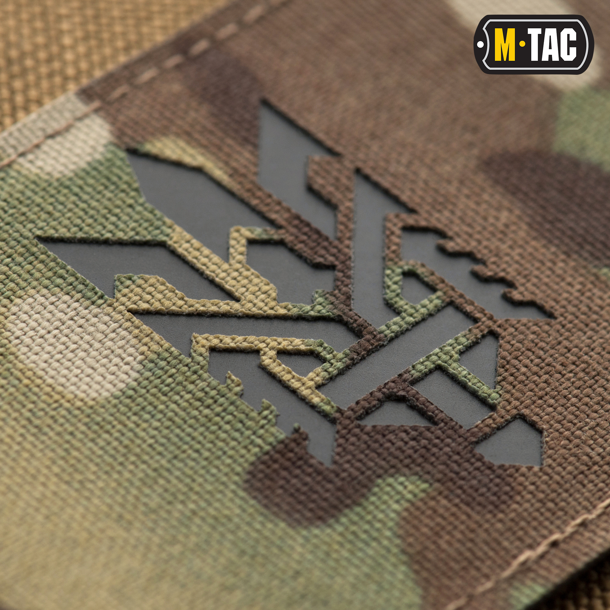 M-Tac нашивка Тризуб (стилизация) Laser Cut горизонтальная Multicam/Black — 3