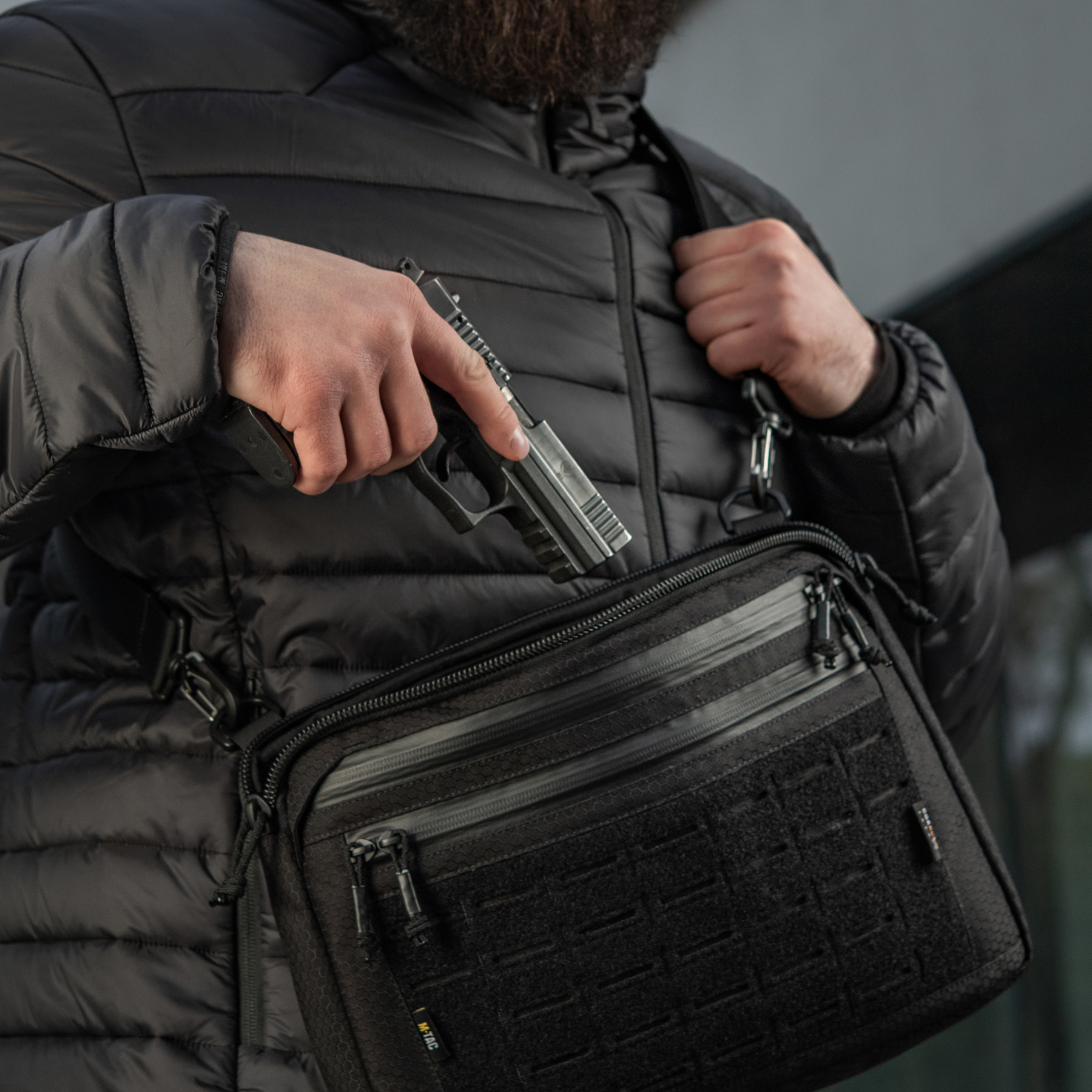 M-Tac сумка Admin Bag Large Elite с липучкой Hex Black — 34