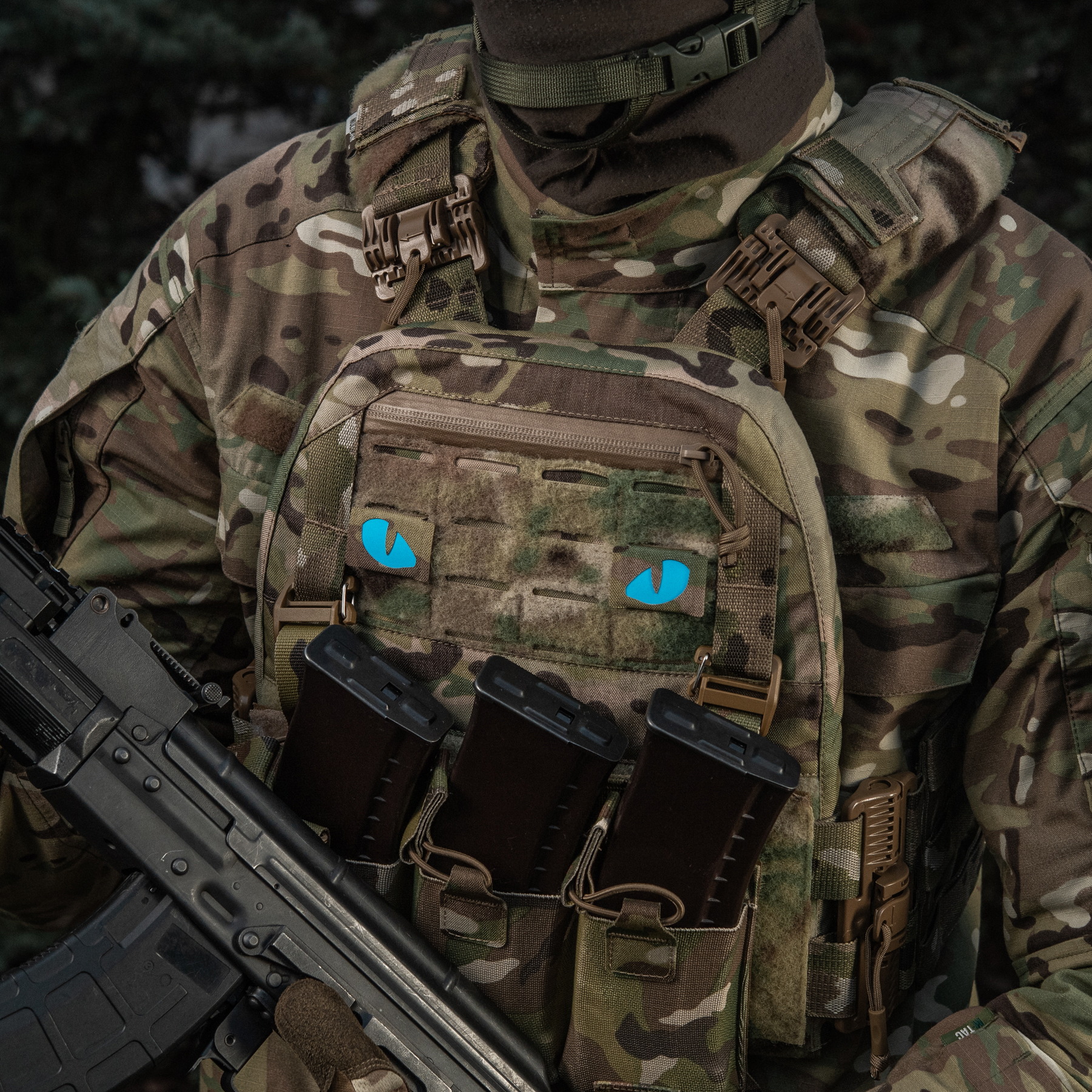 M-Tac нашивка Tiger Eyes Laser Cut (пара) Multicam/Blue/GID — 7