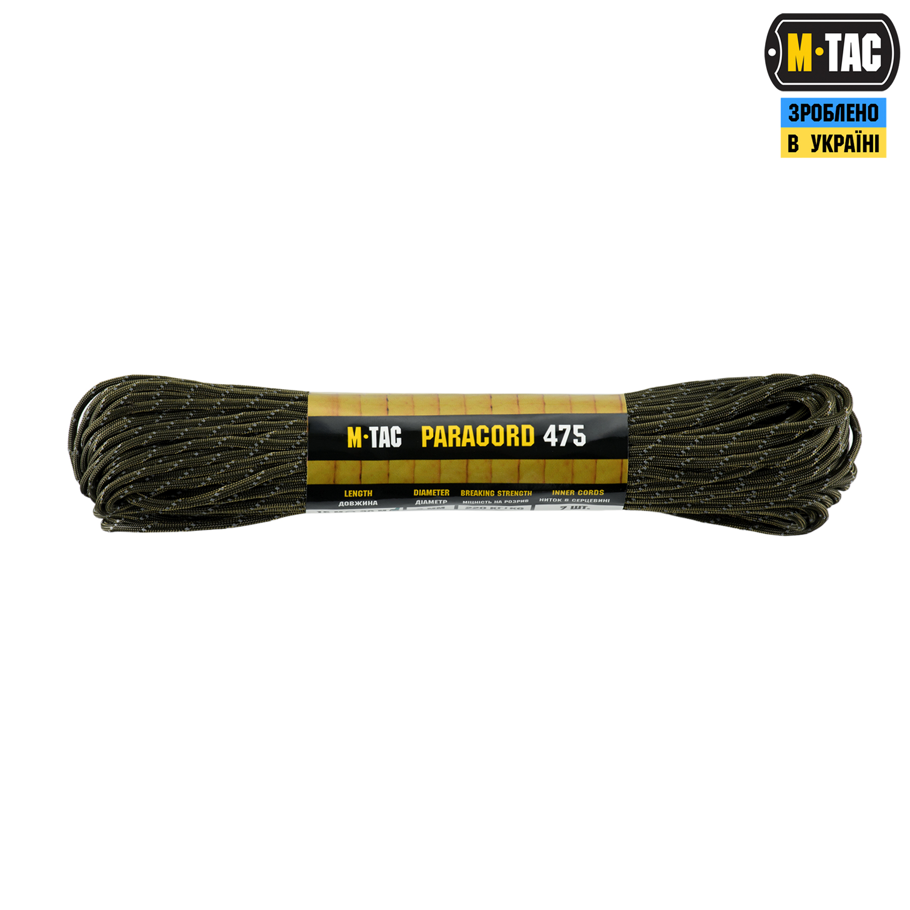 M-Tac паракорд 475 30m OD Green Reflective — 2