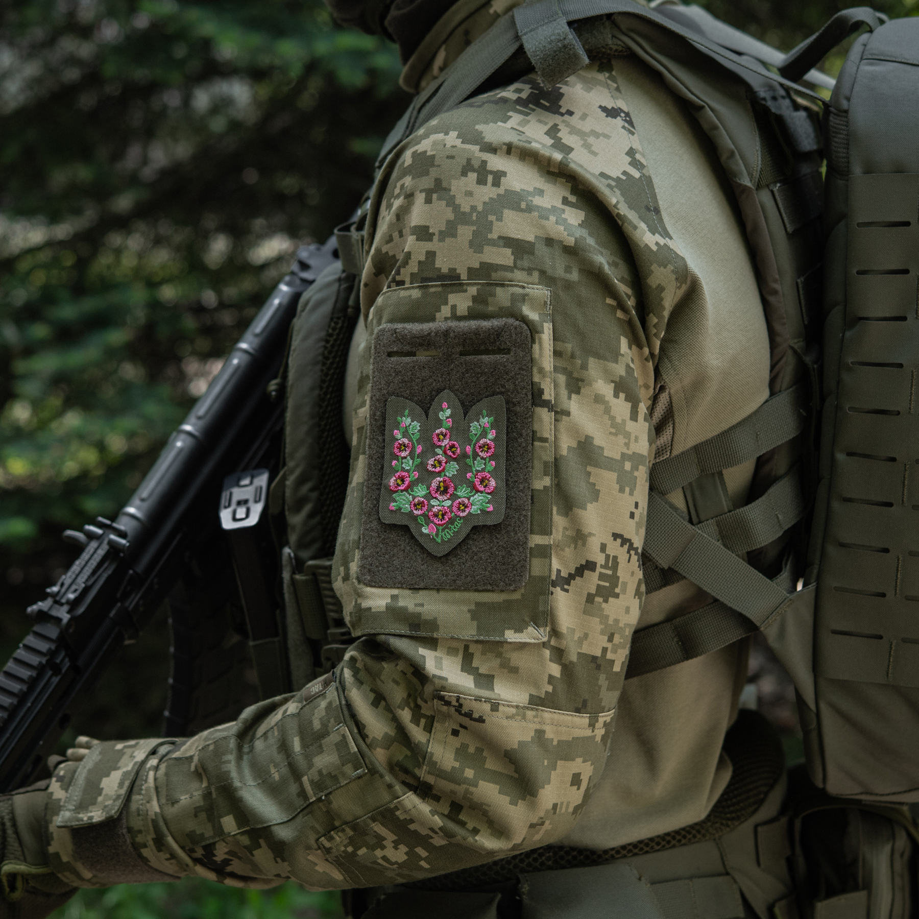 M-Tac нашивка Тризуб рожеві Мальви (вишивка) Ranger Green — 11