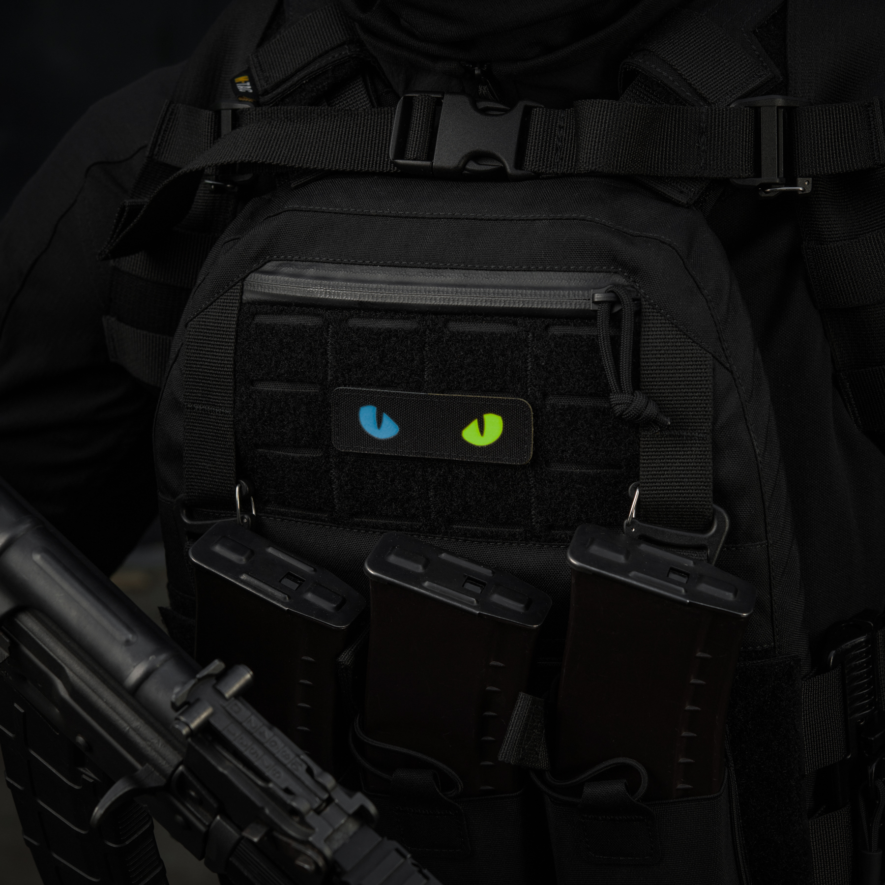 M-Tac нашивка Cat Eyes Laser Cut Black/Yellow/Blue/GID — 5