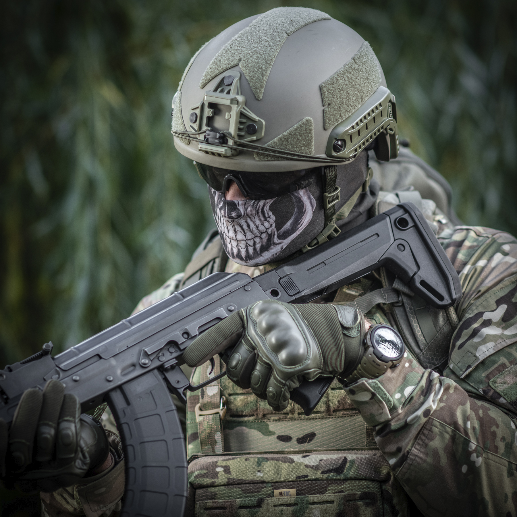 M-Tac шарф-труба облегченный Reaper Skull Olive — 15