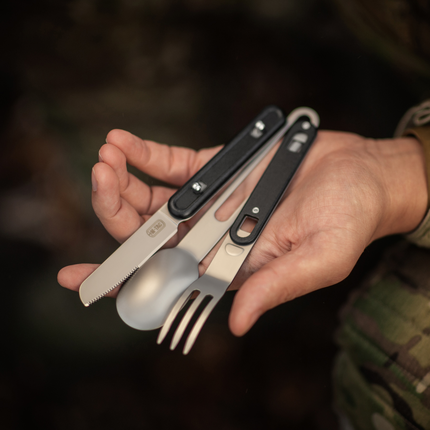M-Tac столовый набор разъемный (3 элемента) Black/Steel — 18