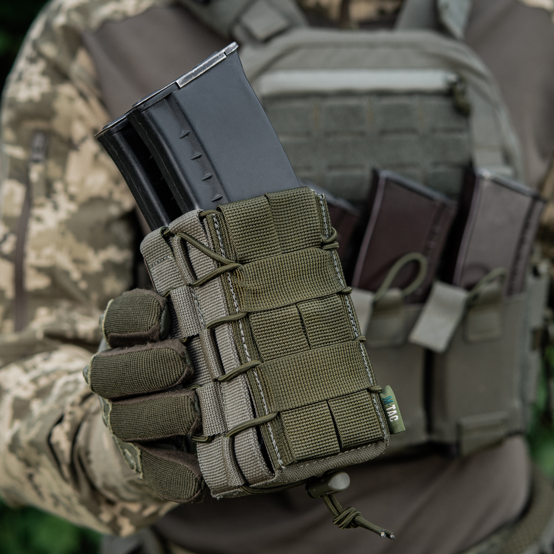 M-Tac подсумок для АК открытый двойной Laser Cut Ranger Green — 22