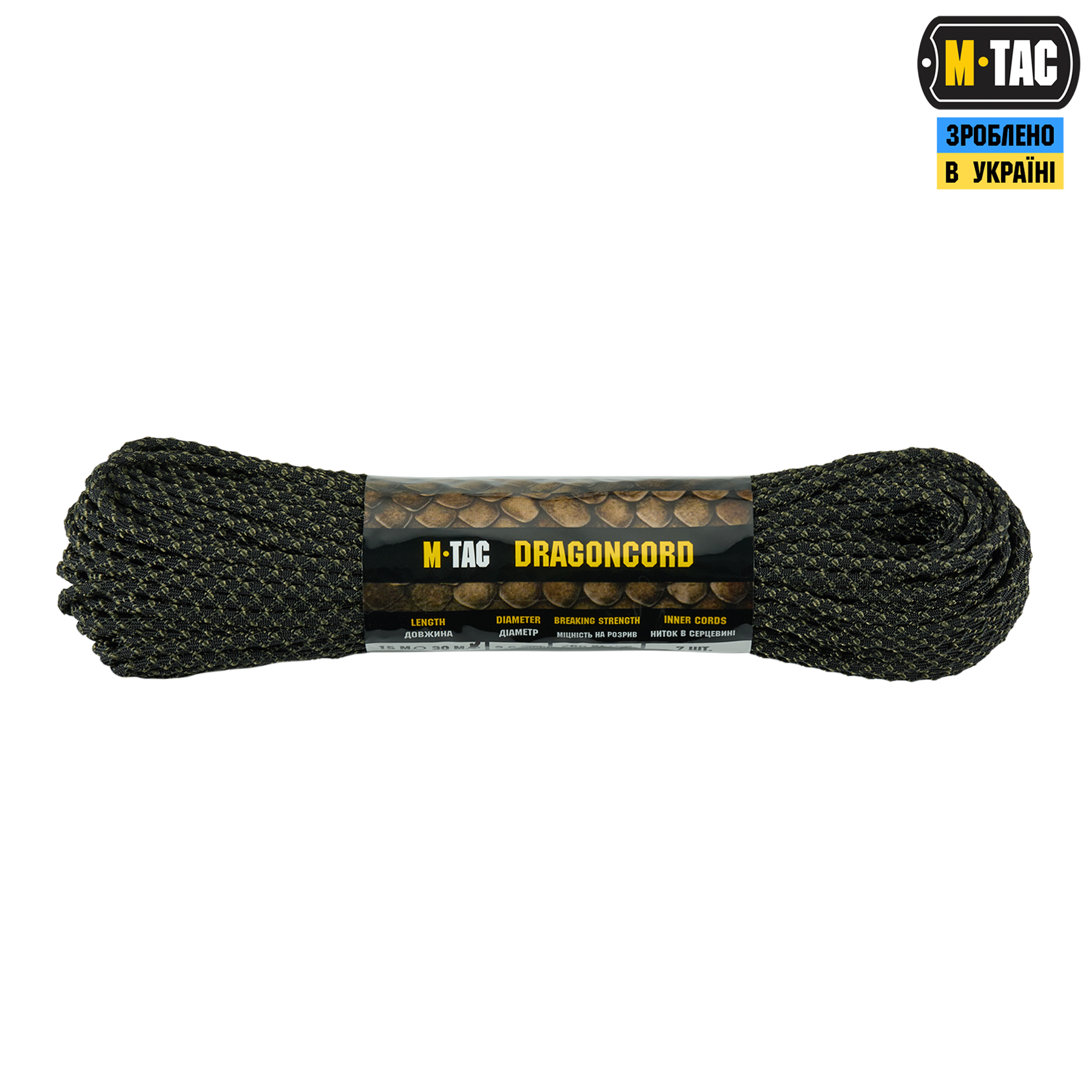 M-Tac паракорд Dragon Cord 30m Black/Ranger Green — 2