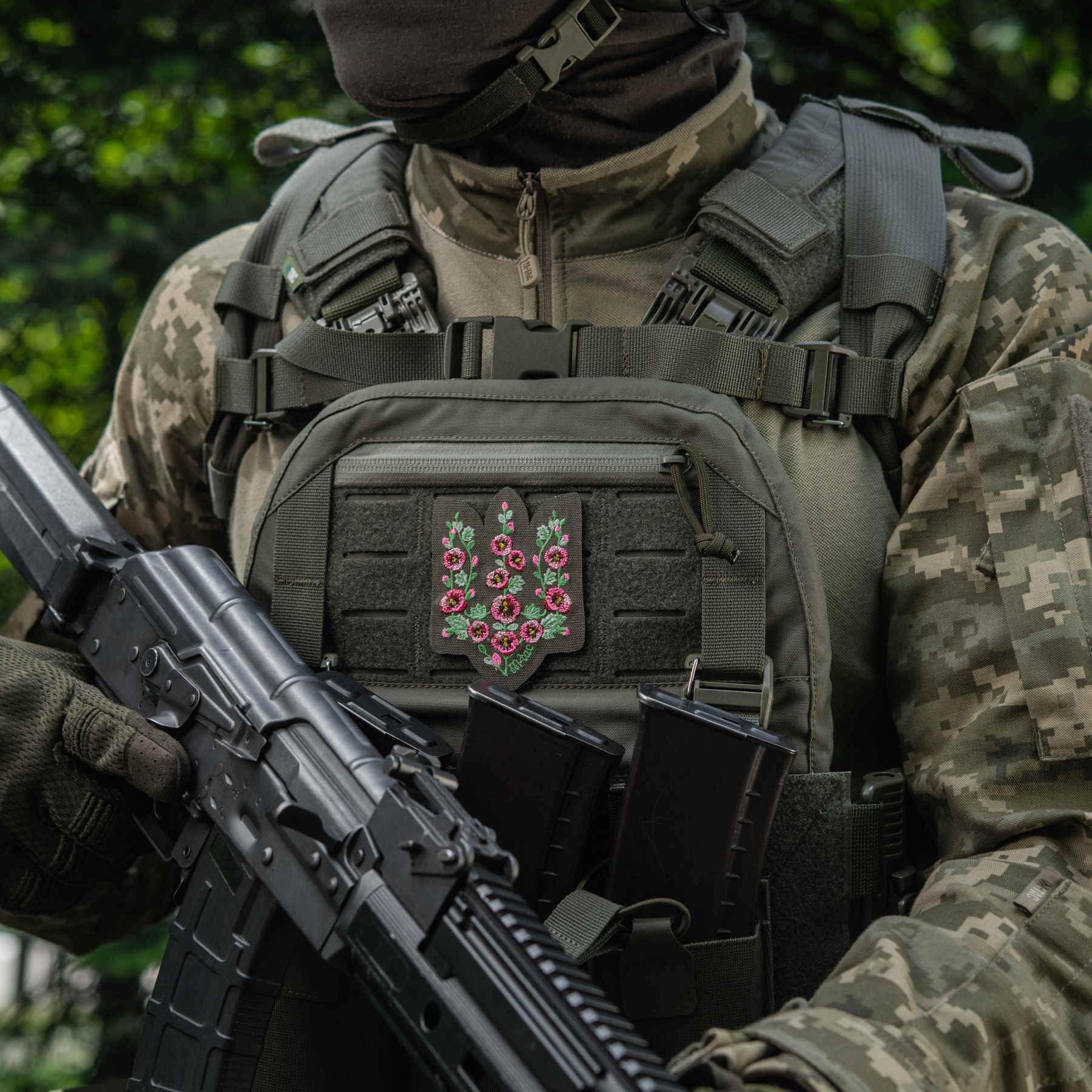 M-Tac нашивка Тризуб рожеві Мальви (вишивка) Ranger Green — 4