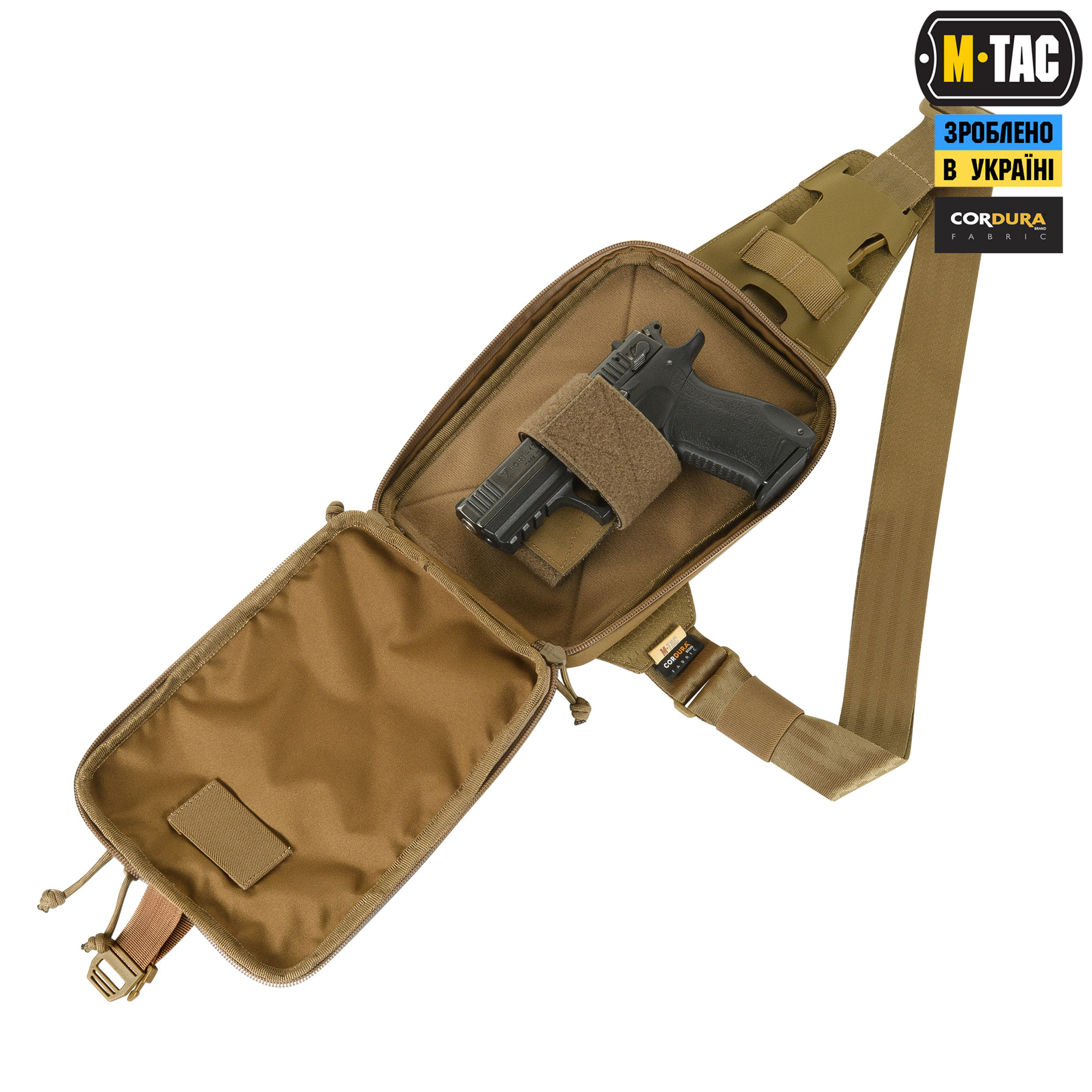 M-Tac сумка Sling Pistol Bag Elite Hex с липучкой Coyote — 8