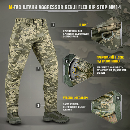 M-Tac брюки Aggressor Gen.II Flex Rip-Stop MM14– Милитарист - фото 7