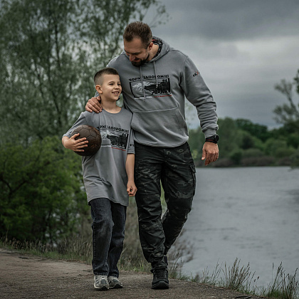 M-Tac кофта Hoodie Чорні Запорожці Cotton Hard Light Grey– Мілітарист - зображення 13