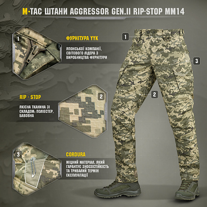 M-Tac брюки Aggressor Gen.II рип-стоп MM14– Милитарист - фото 6